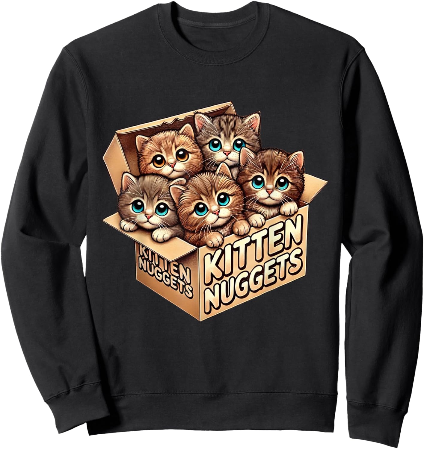 Kitten Nuggets Food Pun Cat Lover Gifts Chicken Nuggets Tea Men Women Kids Sweatshirt - Sweatshirt | Black