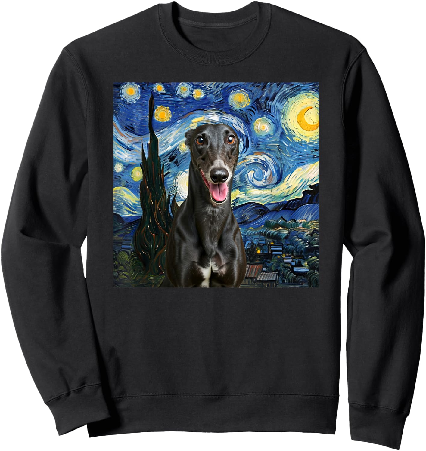 Black Greyhound Starry Night Dog Lover Gift Women Kids Sweatshirt - Sweatshirt | Black