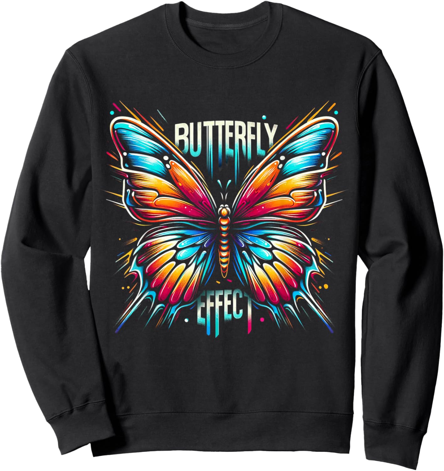 Butterfly Colorful Graffiti Artwork - Nature Meets Street Sweatshirt - Sweatshirt | Black