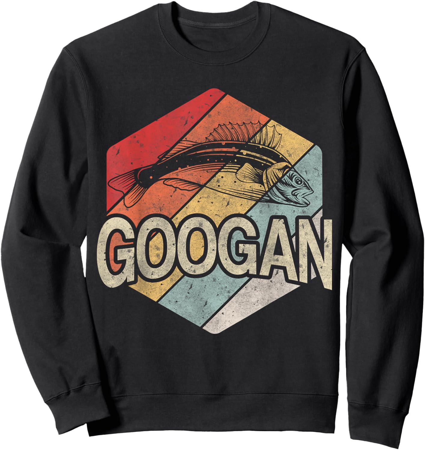 Retro Googan Fish Fishing Vintage Sunset Funny Fisherman Fan Sweatshirt - Sweatshirt | Black