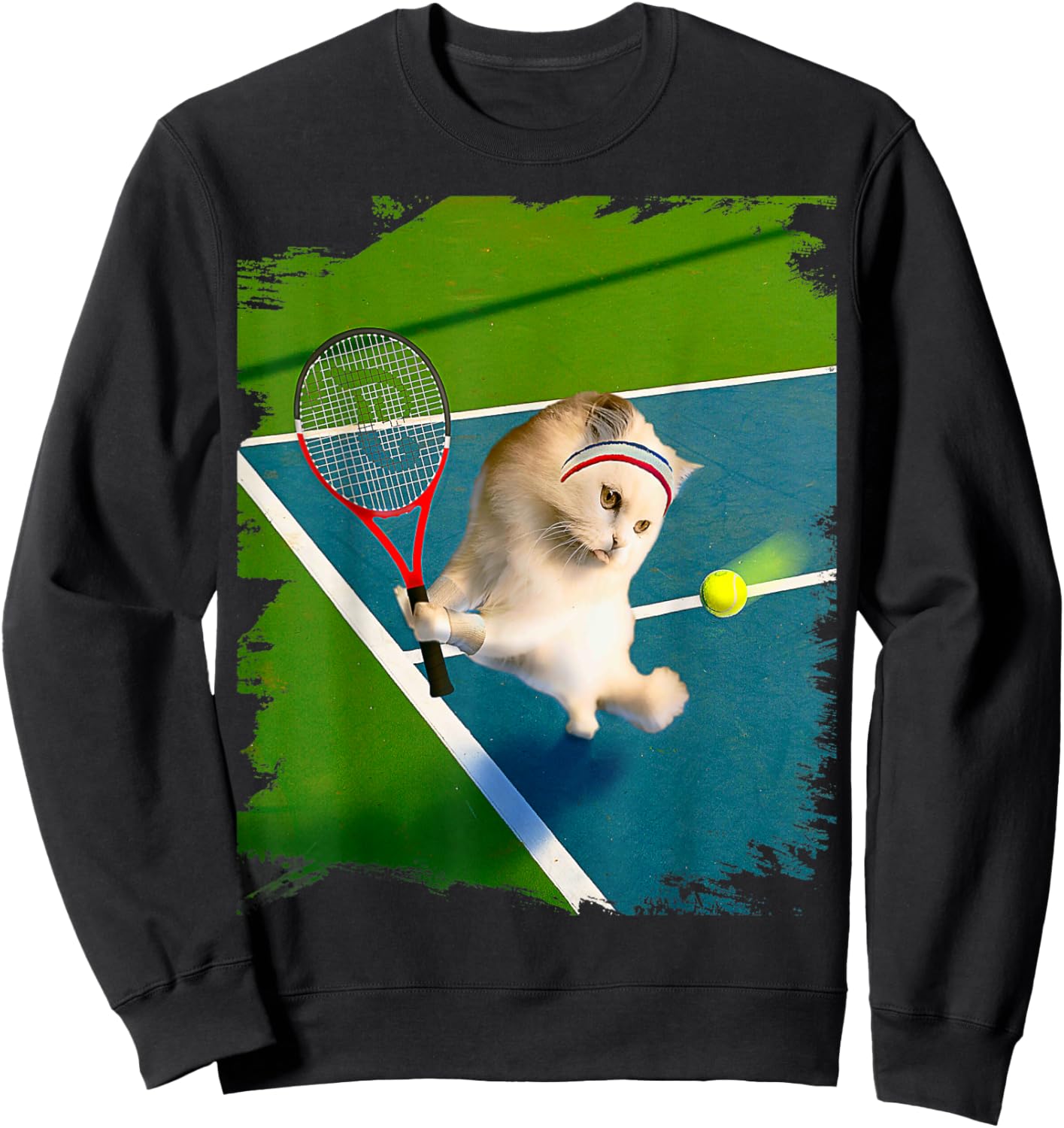 Persian Cat Playing Tennis Sweatshirt - Sweatshirt | Black