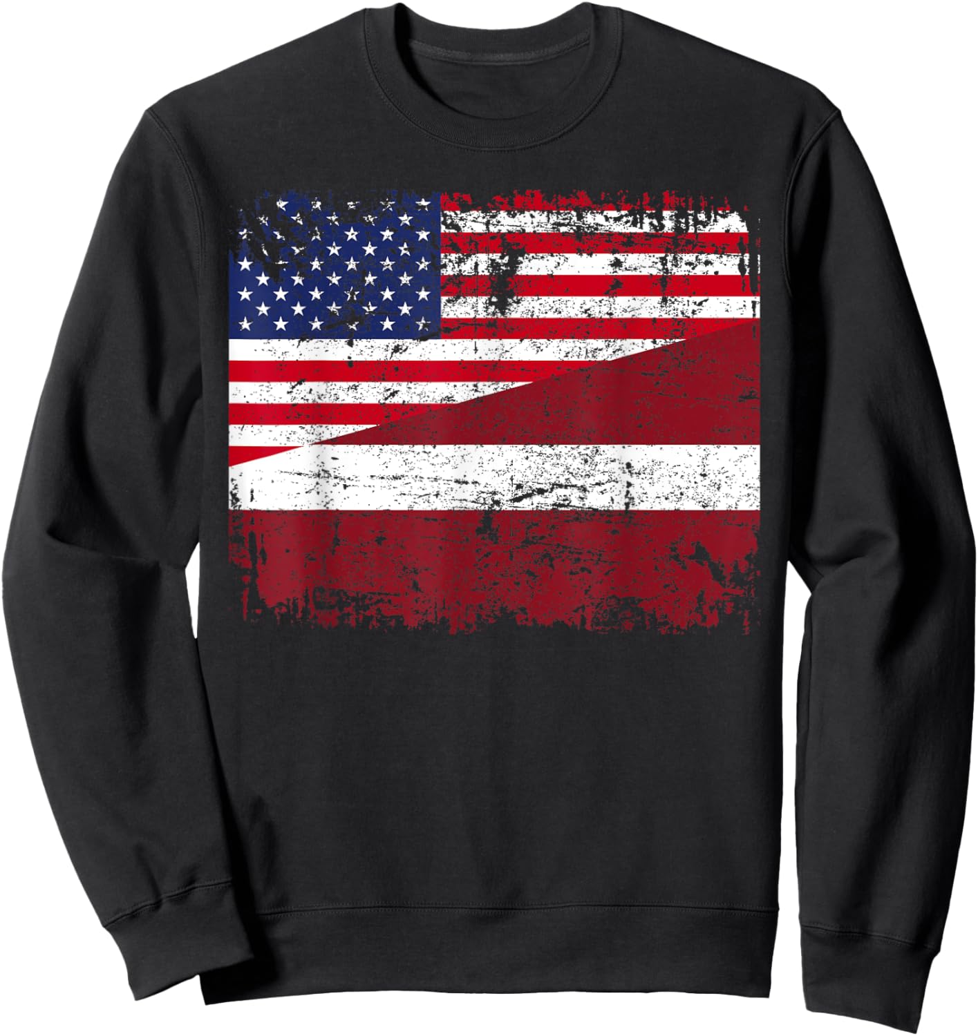LATVIAN ROOTS | Half American Flag | USA LATVIA FLAG Sweatshirt - Sweatshirt | Black