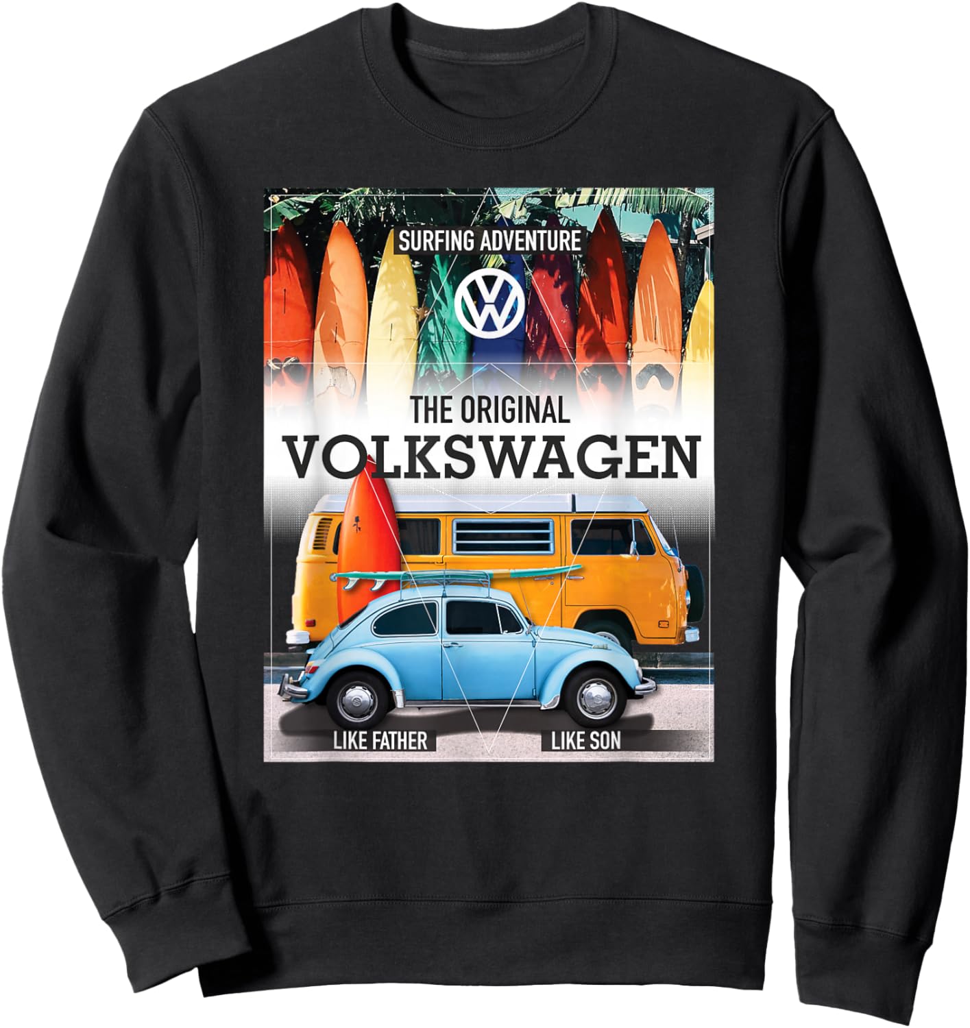 Volkswagen Surfing Adventure Beetle & Camper Sweatshirt - Sweatshirt | Black