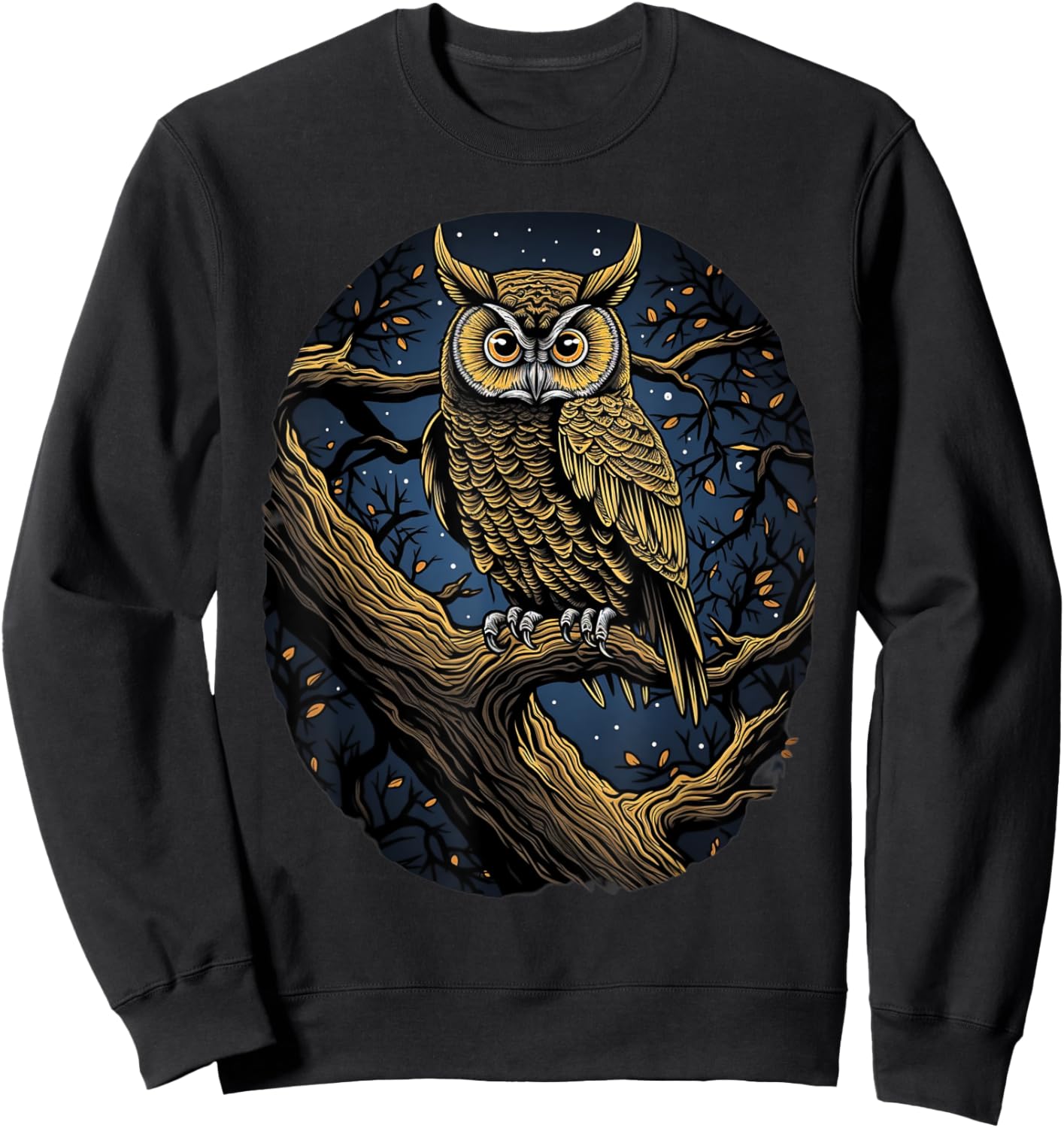 Moonlit Majesty Owl Sweatshirt - Sweatshirt | Black
