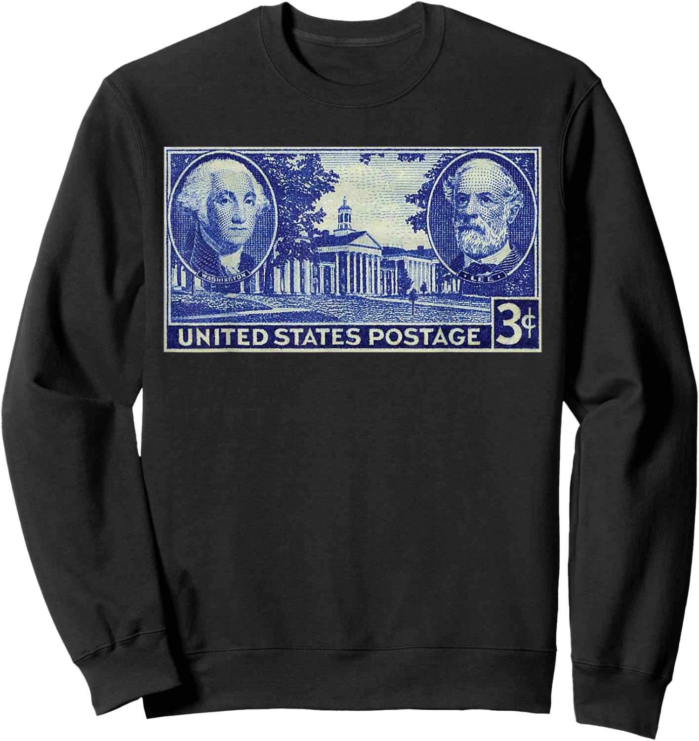 USA History Vintage Stamp George Washington & Robert E Lee Sweatshirt - Sweatshirt | Black