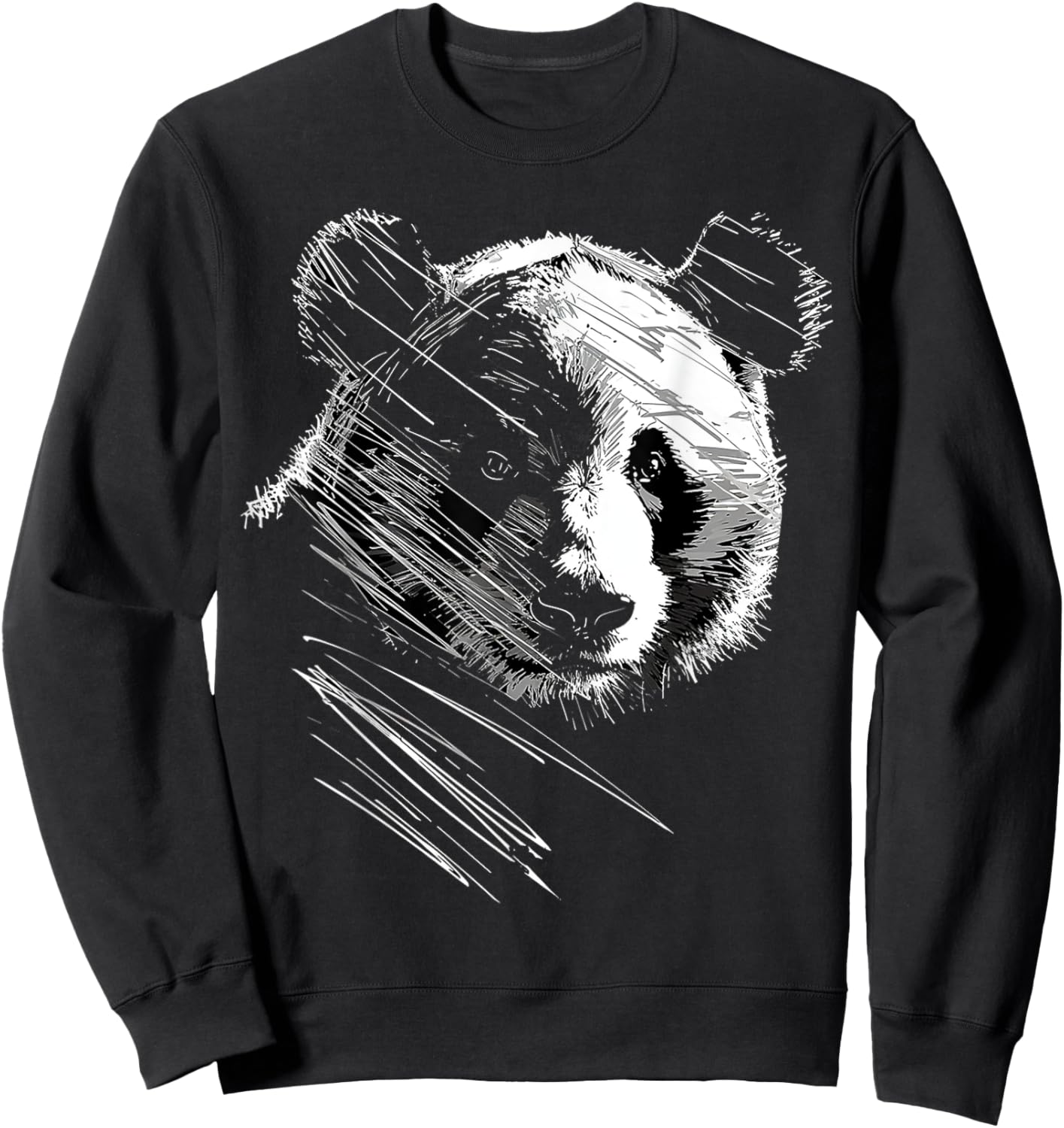 Panda Drawing Animal Abstract Art Panda Sweatshirt - Sweatshirt | Black