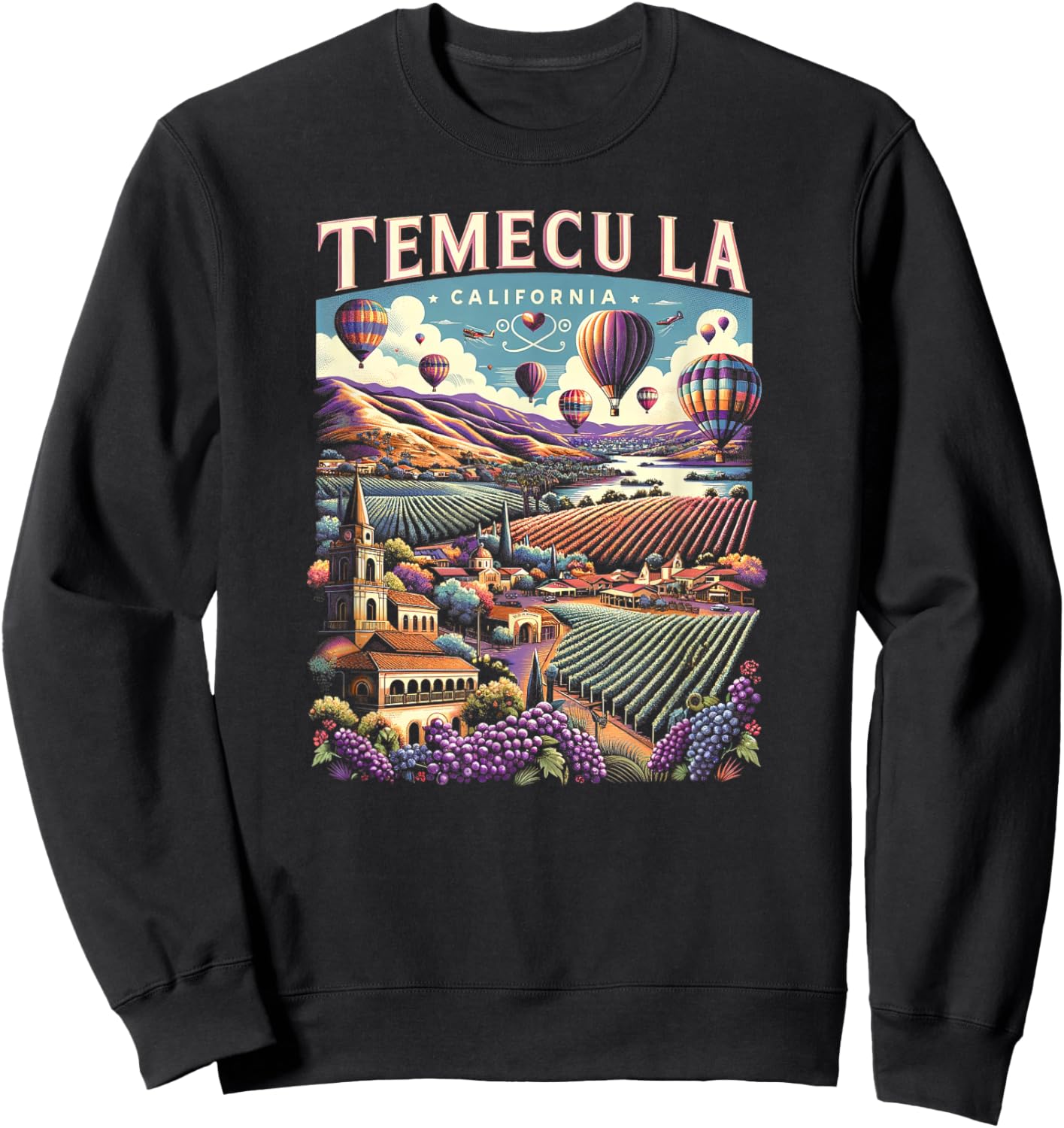 Temecula California Retro Sunset Vintage Inspired Sweatshirt - Sweatshirt | Black