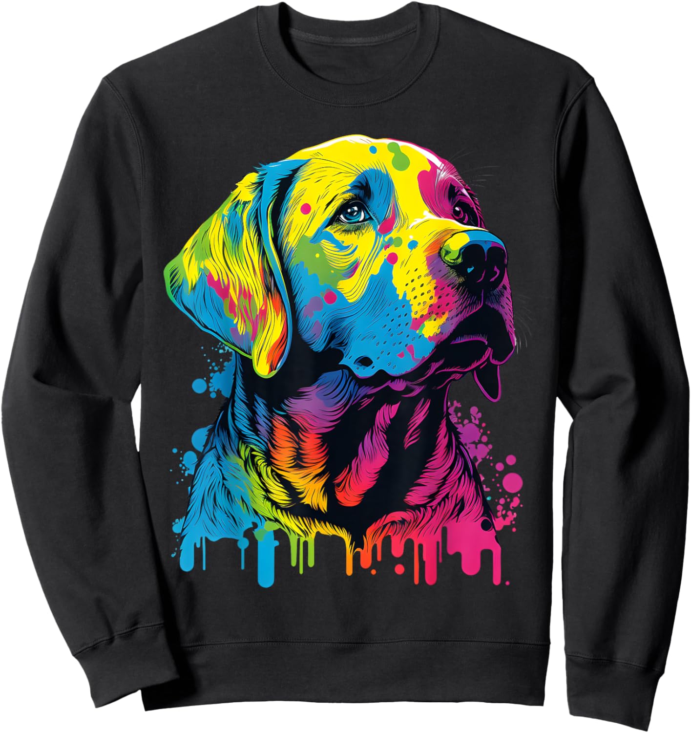 Colorful Pop Art Labrador Retriever For Dog Lover Labs Owner Men Women Girls Kids Sweatshirt - Sweatshirt | Black