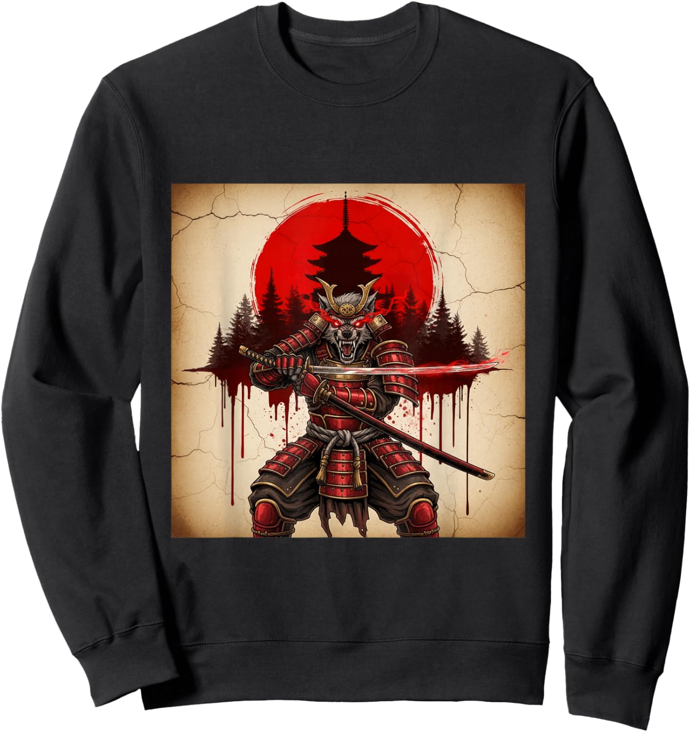 Samurai Werewolf Warrior Dark Japanese Mythology Art Sweatshirt - Sweatshirt | Black