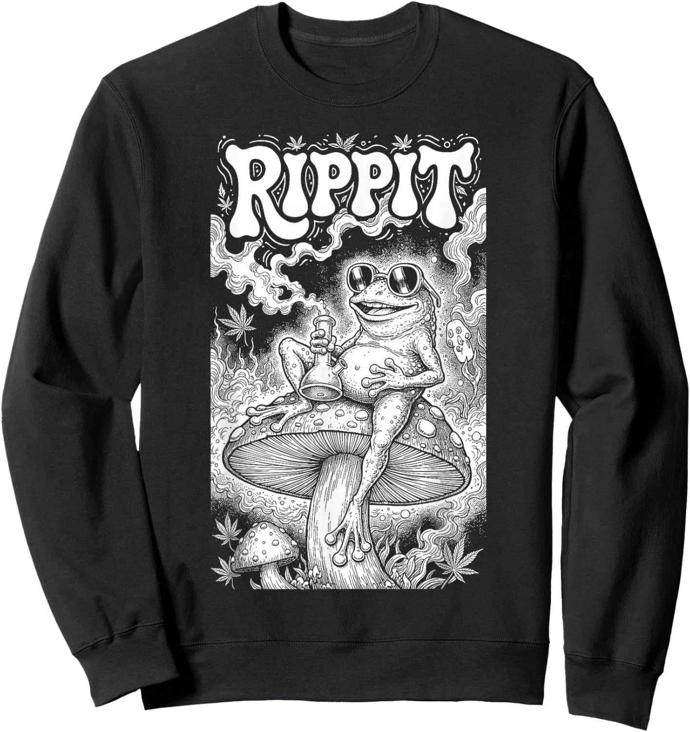 Rippit Stoner Frog Funny Weed Marijuana Pot Smoker 420 Sweatshirt - Sweatshirt | Black