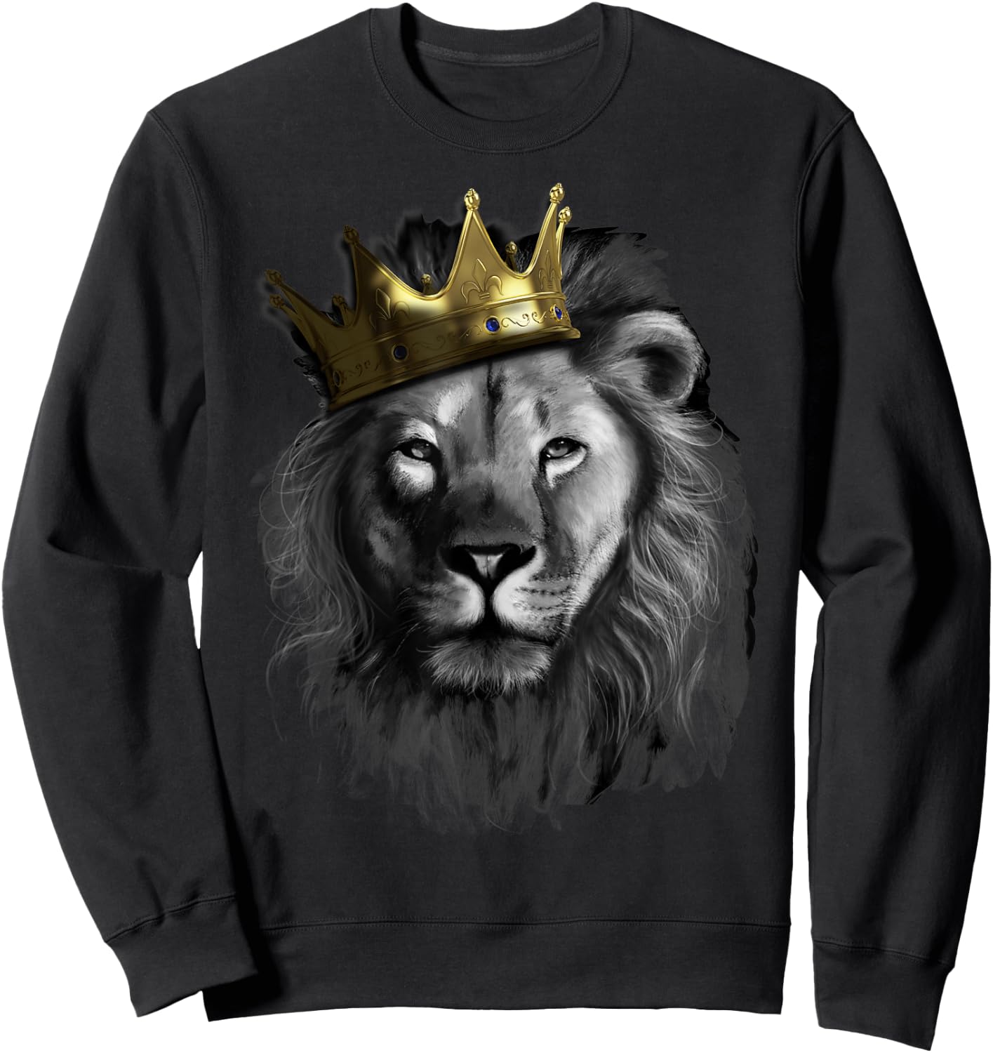 King Lion With Crown Street Art Sweatshirt - Sweatshirt | Black