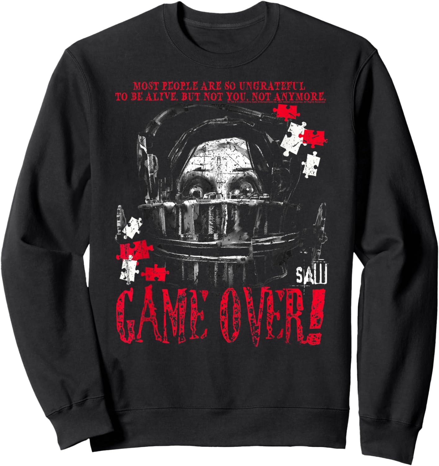 Saw Game Over Head Trap Horror Movie Sweatshirt - Sweatshirt | Black