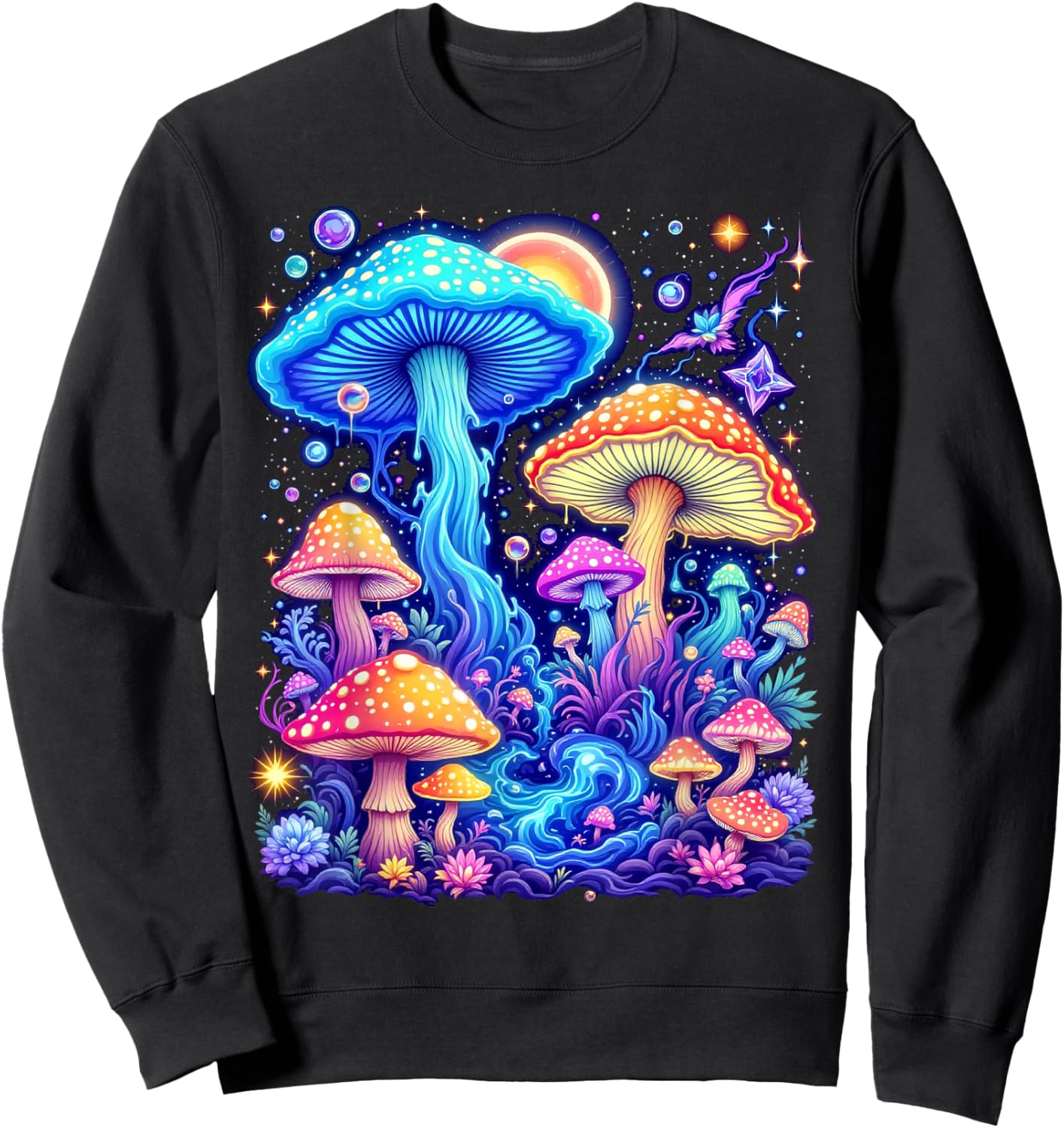Psychedelic Mushroom , Black, S Sweatshirt - Sweatshirt | Black