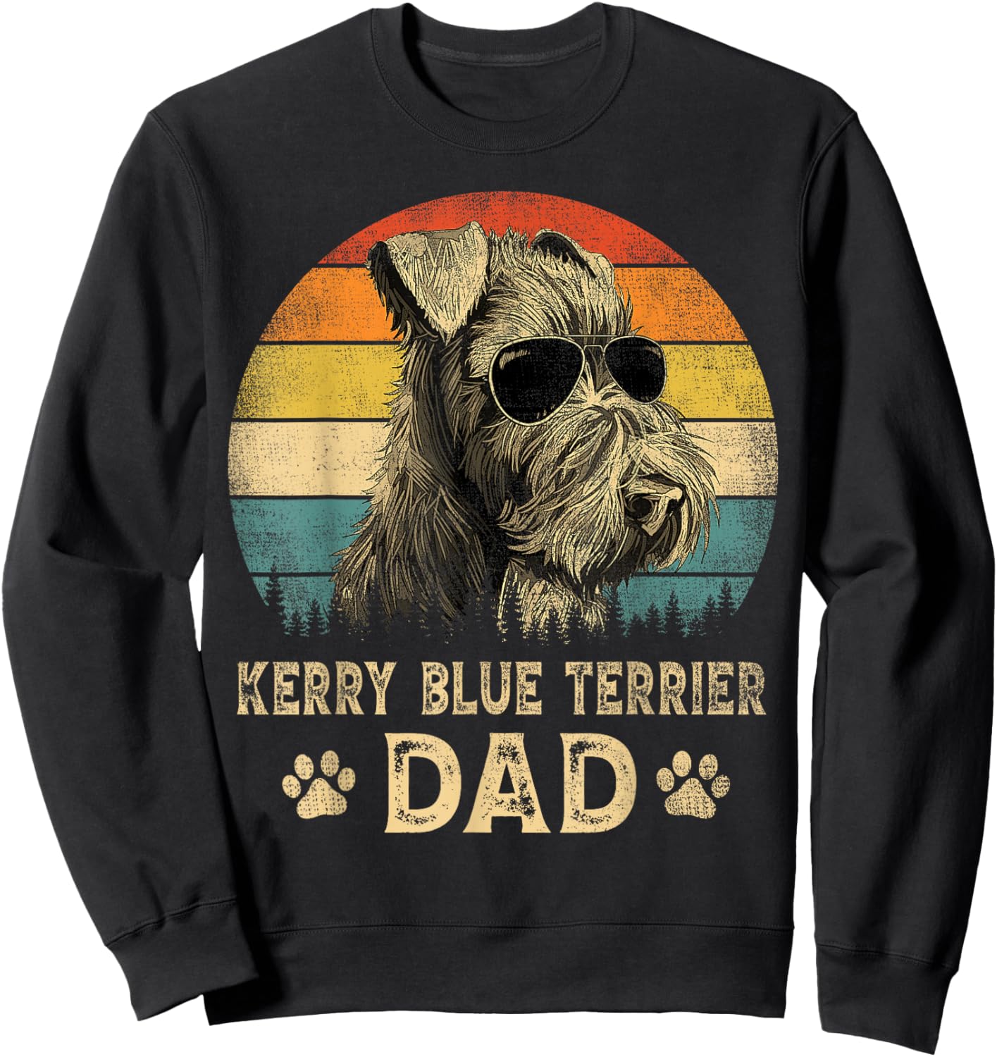 Vintage Kerry Blue Terrier Dad Dog Lovers Father's Day Men Women Sweatshirt - Sweatshirt | Black
