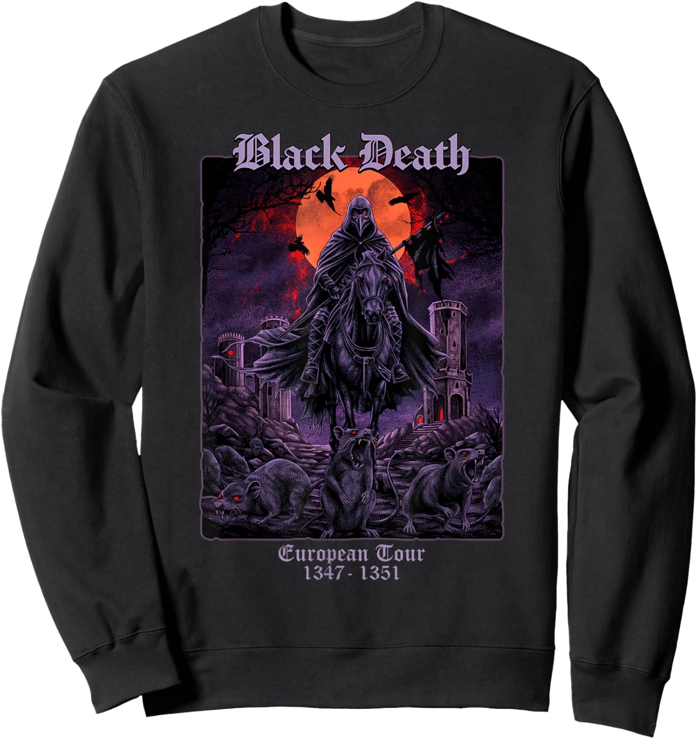 Black Death European Tour Medieval History Sweatshirt - Sweatshirt | Black