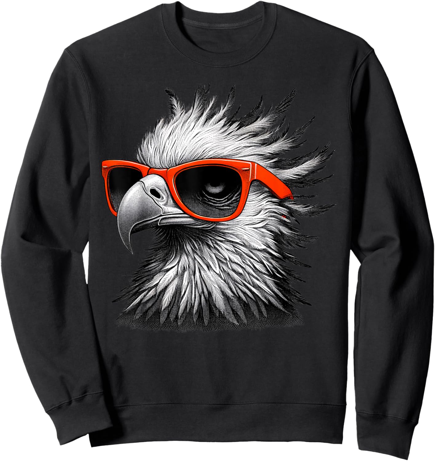 Cool Secretary Bird Wearing Sunglasses Graphic Art Sweatshirt - Sweatshirt | Black