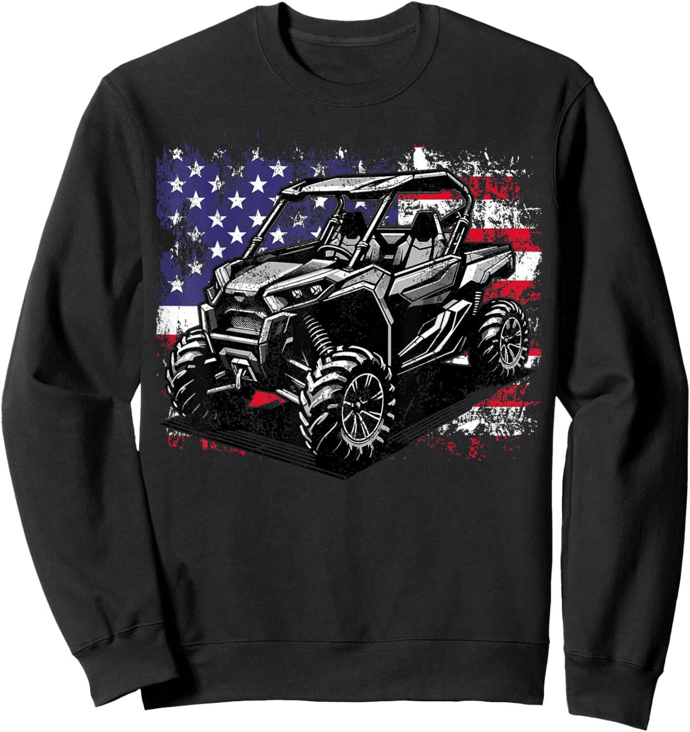 American Flag UTV Side by Side 4th of July SXS Off Road Sweatshirt - Sweatshirt | Black