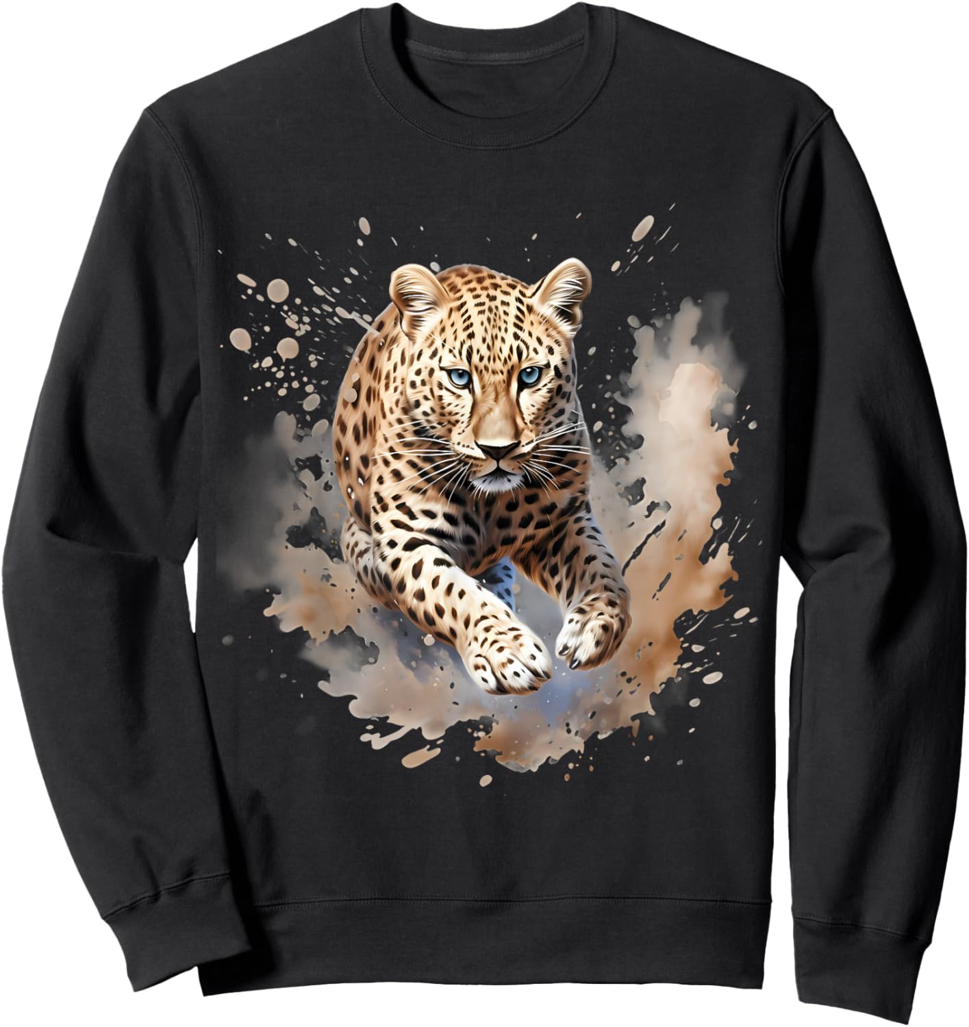 Leopard Safari Tier Kunst Natur Tierwelt Kunstwerk Splash Sweatshirt - Sweatshirt | Black