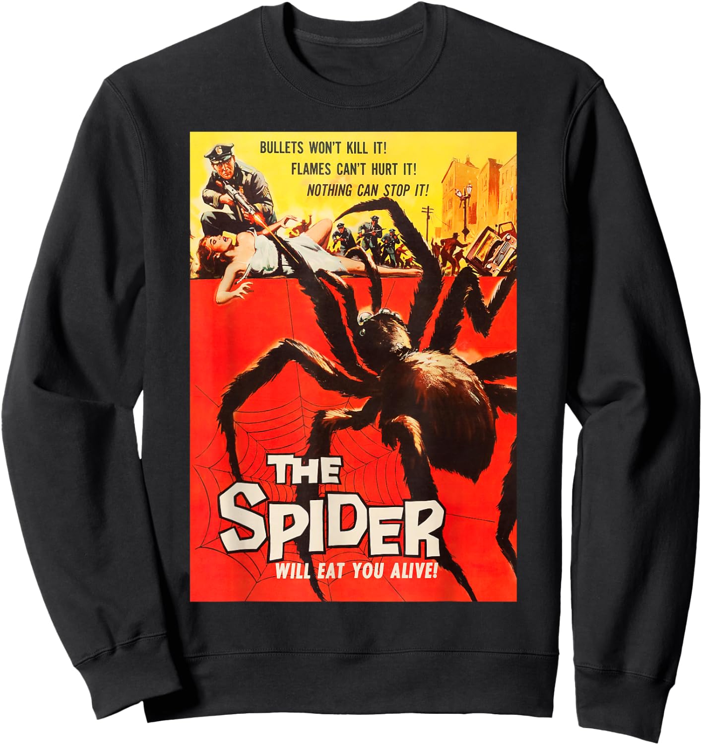 Giant Spider Classic Halloween Monster Poster Horror Movie Sweatshirt - Sweatshirt | Black