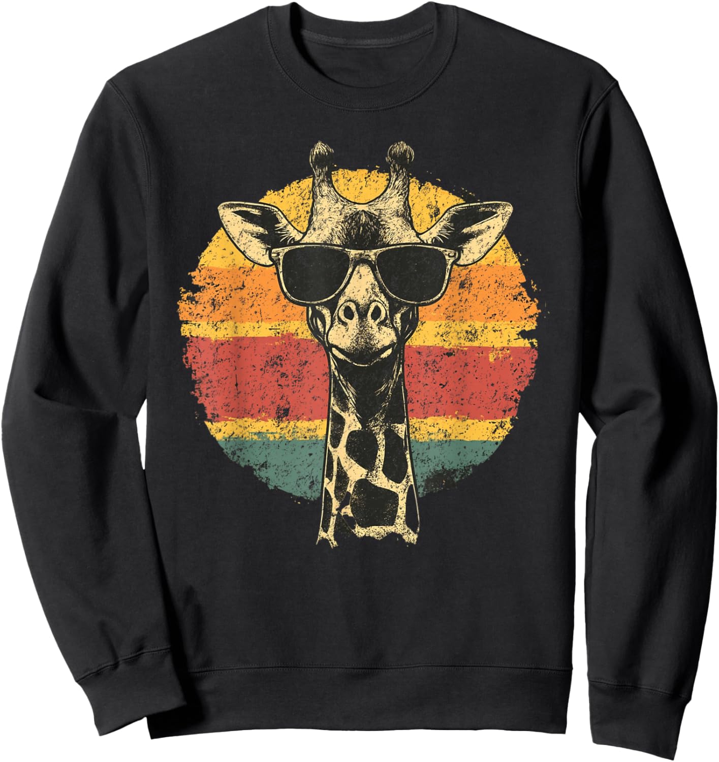 Giraffe Vintage Sunglasses Funny Sweatshirt - Sweatshirt | Black