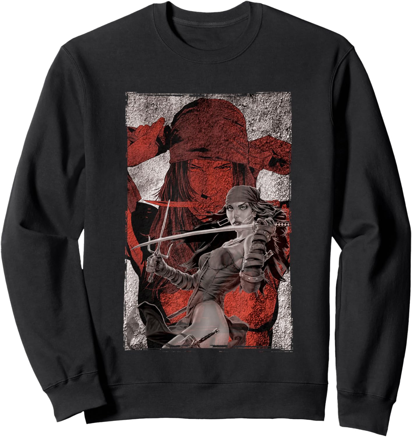 Marvel Elektra Natchios Showcase Distressed Poster Sweatshirt - Sweatshirt | Black