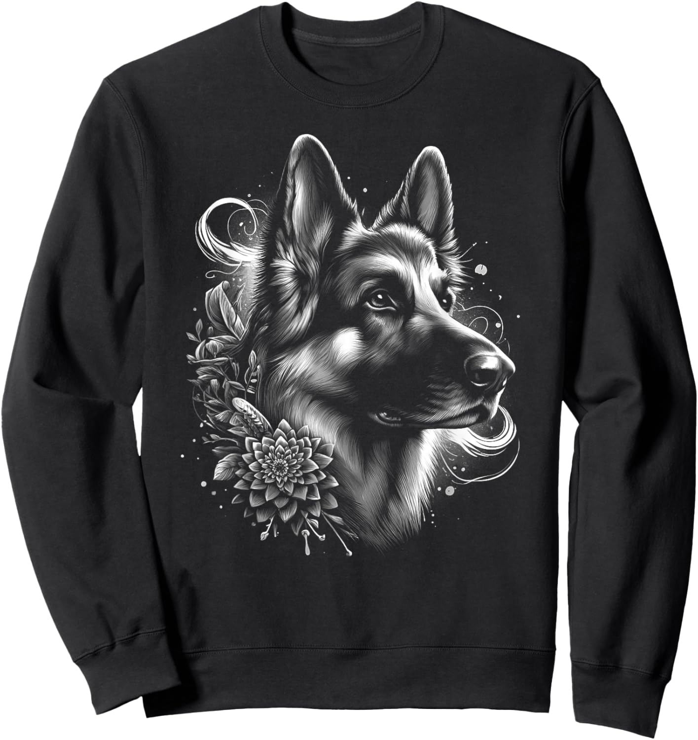 Cool German Shepherd as an Ornate Portrait Sweatshirt - Sweatshirt | Black
