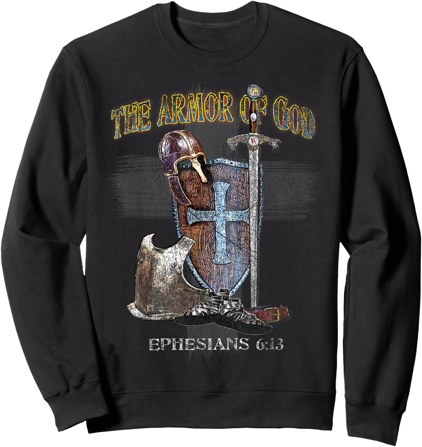 The Whole Armor of God - Ephesians 6:11 - Stand Therefore Sweatshirt - Sweatshirt | Black