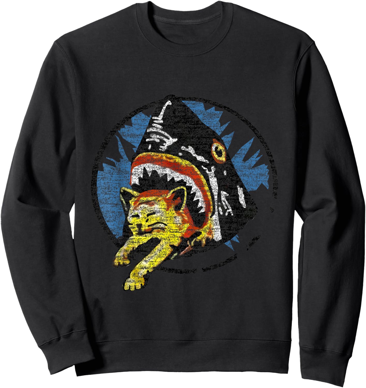 Shark Eating a Cat Shirt Sweatshirt - Sweatshirt | Black