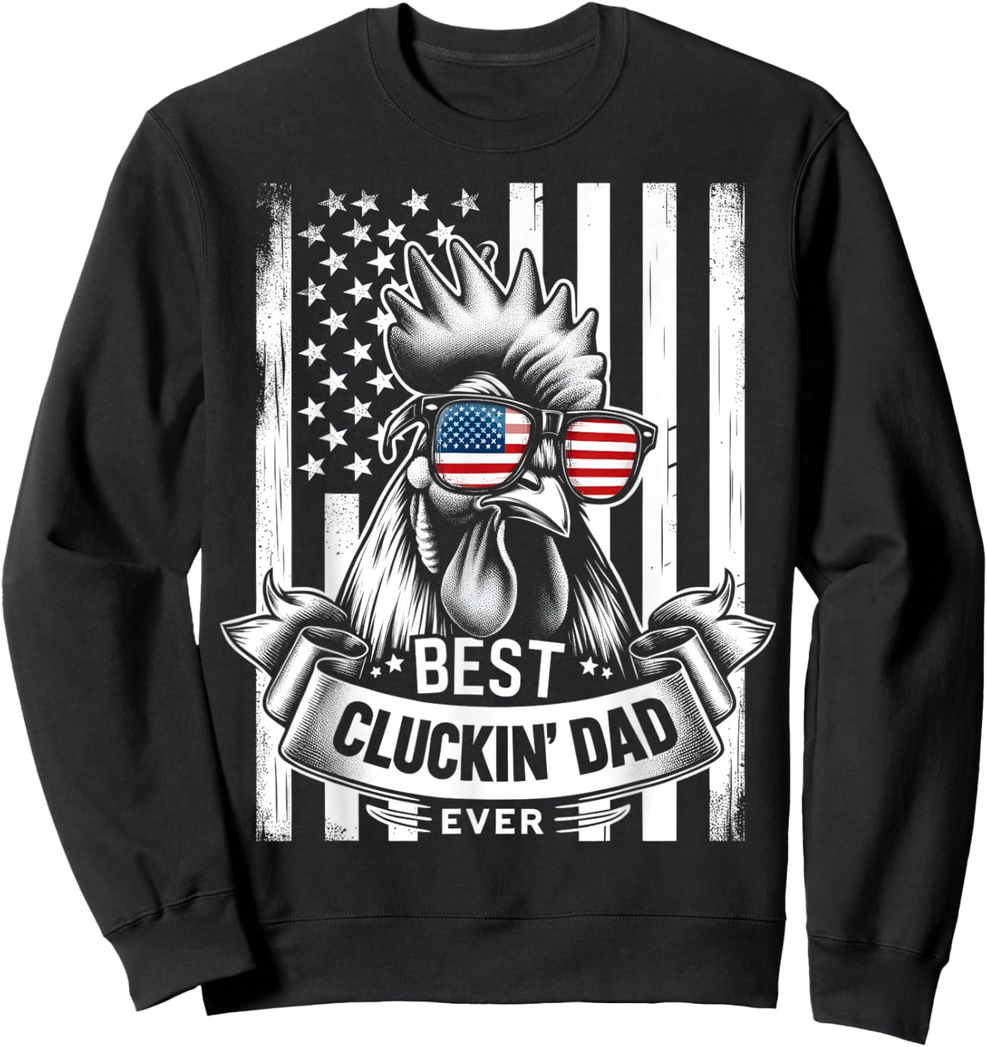 Best Cluckin' Dad Ever Chicken Lover Graphic Men's Black Cotton Polyester Casual Funny Graphic Small Short Sleeve Sweatshirt - Sweatshirt | Black