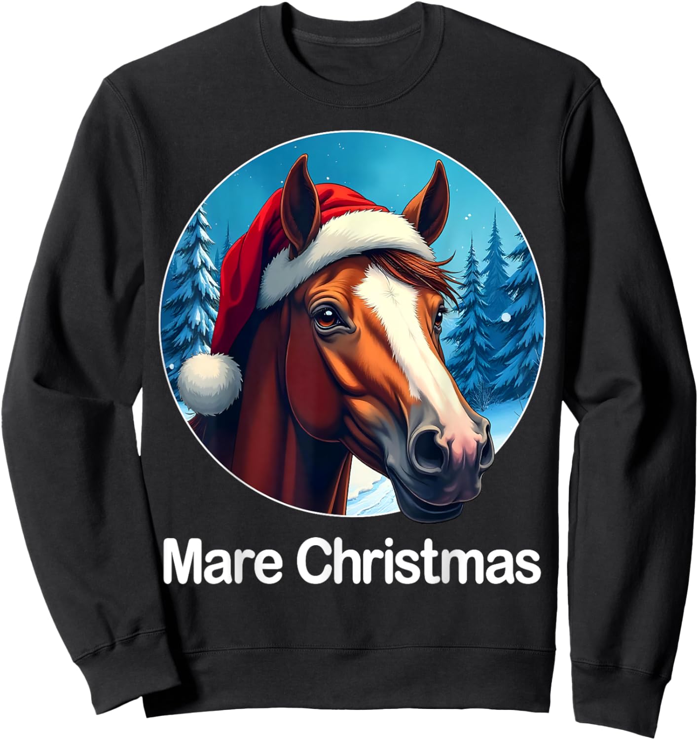 Funny Christmas Mare Horseback Riding Horse Lover Equestrian Sweatshirt - Sweatshirt | Black