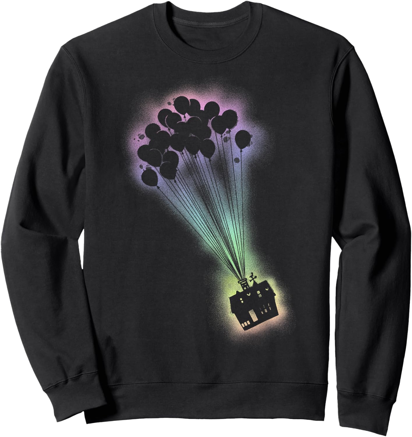 Disney Pixar Up Spray Paint Stencil House Graphic Sweatshirt - Sweatshirt | Black