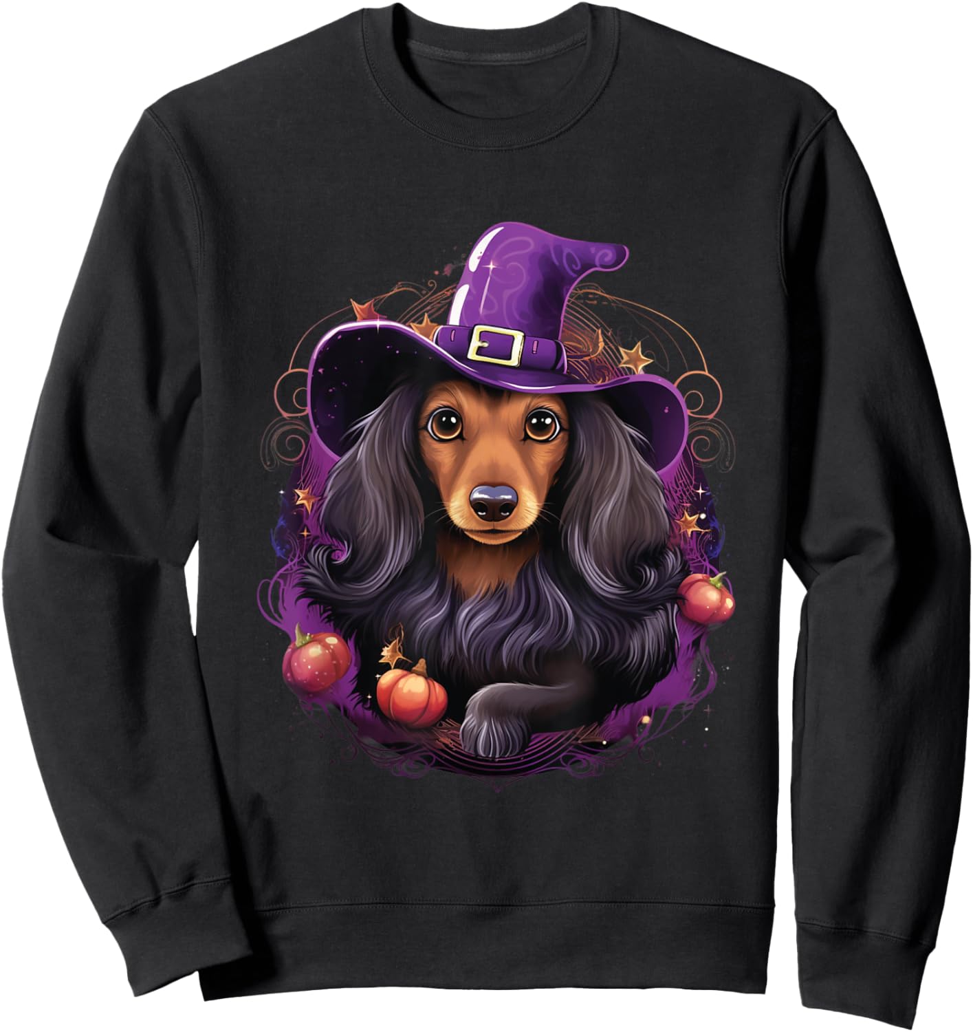 Cute Witch Funny Dachshund Halloween Costume Dog Lover Women Kids Sweatshirt - Sweatshirt | Black