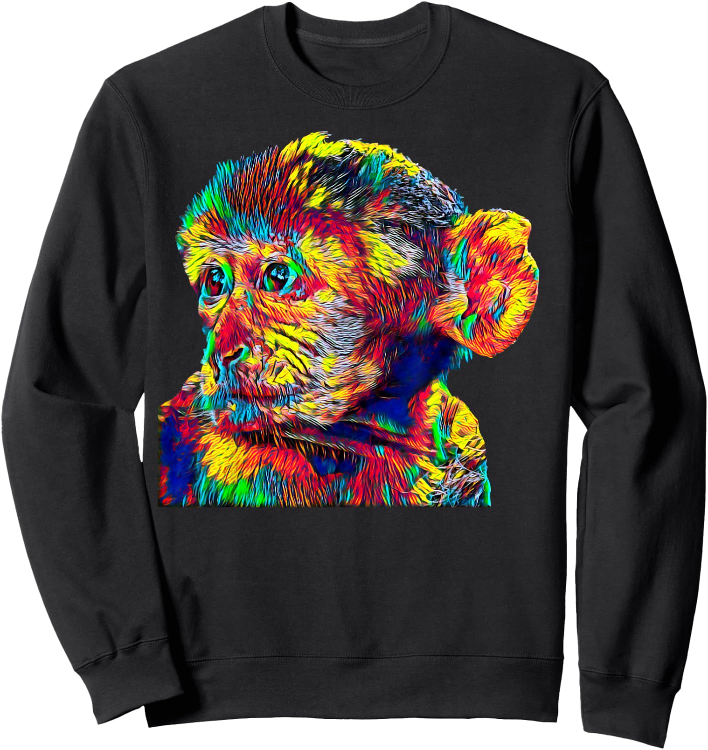 Barbary Macaque Monkey Sweatshirt - Sweatshirt | Black