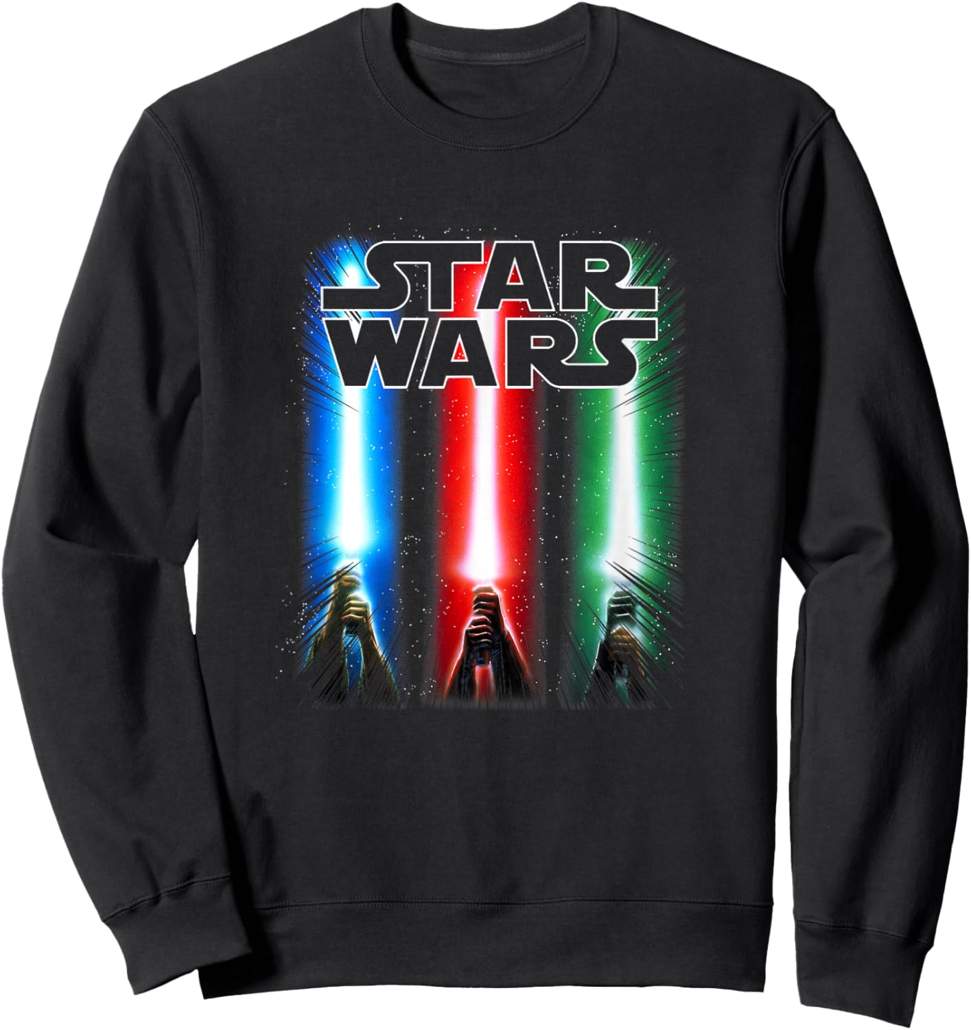 Star Wars Classic Red Blue Green Lightsaber Salute Sweatshirt - Sweatshirt | Black