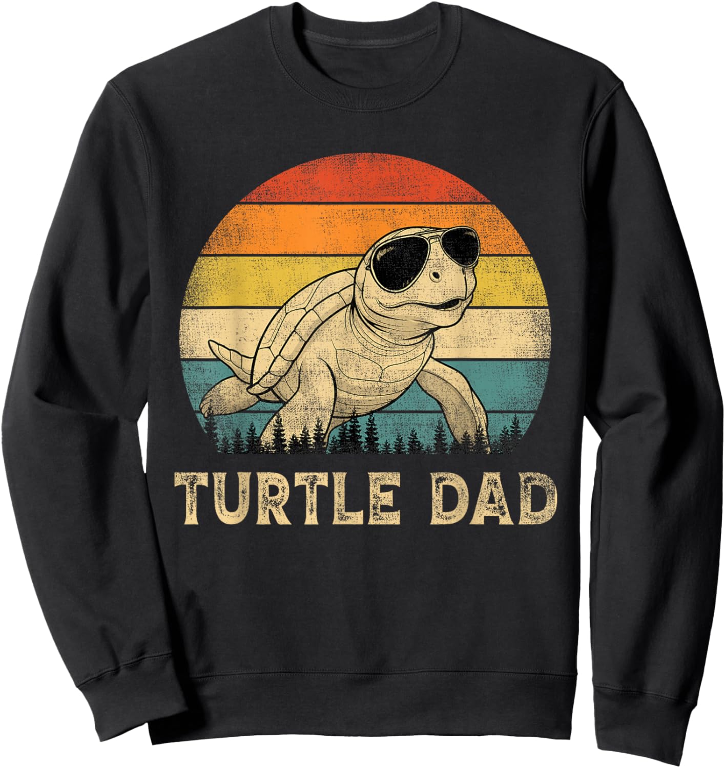Vintage Turtle Dad Turtle Lovers Daddy Father's Day Sweatshirt - Sweatshirt | Black