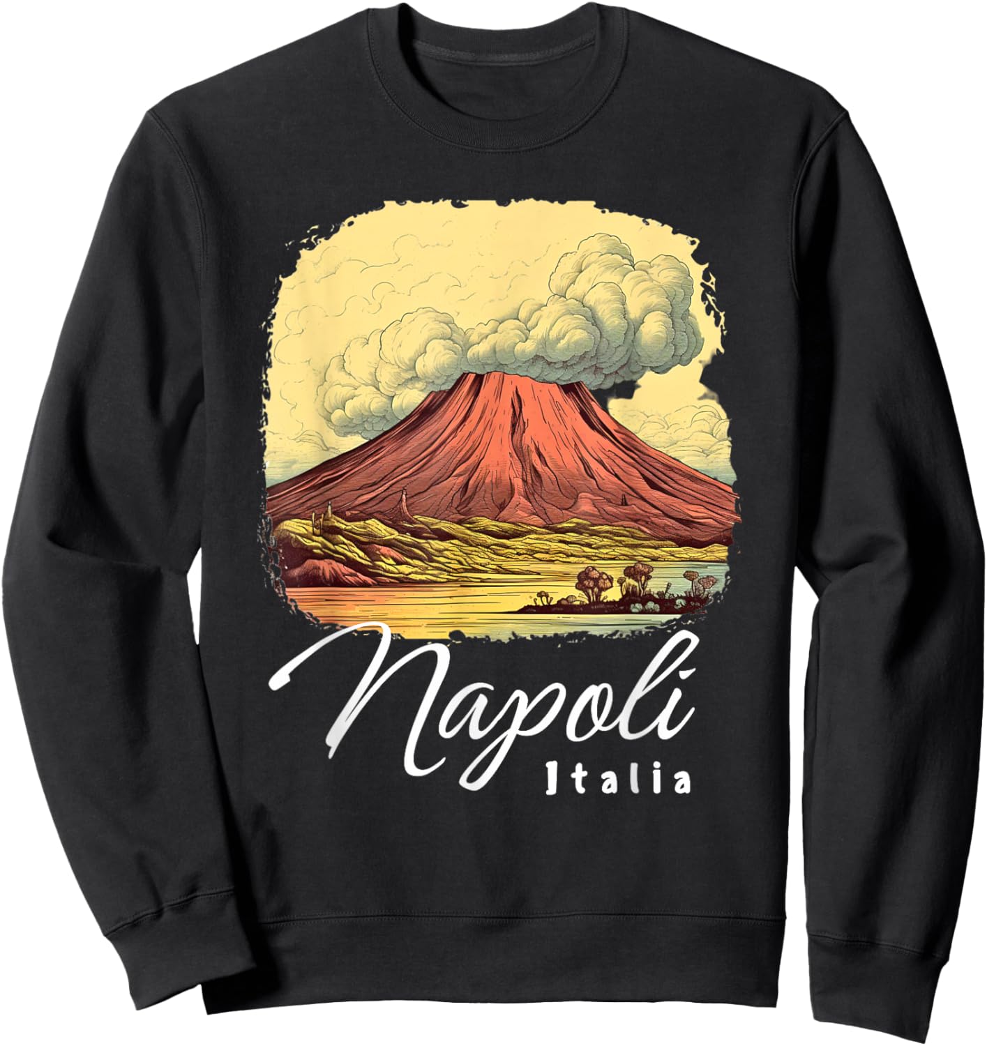 Retro Mount Vesuvius Napoli Italia / Naples Italy / Naples Sweatshirt - Sweatshirt | Black