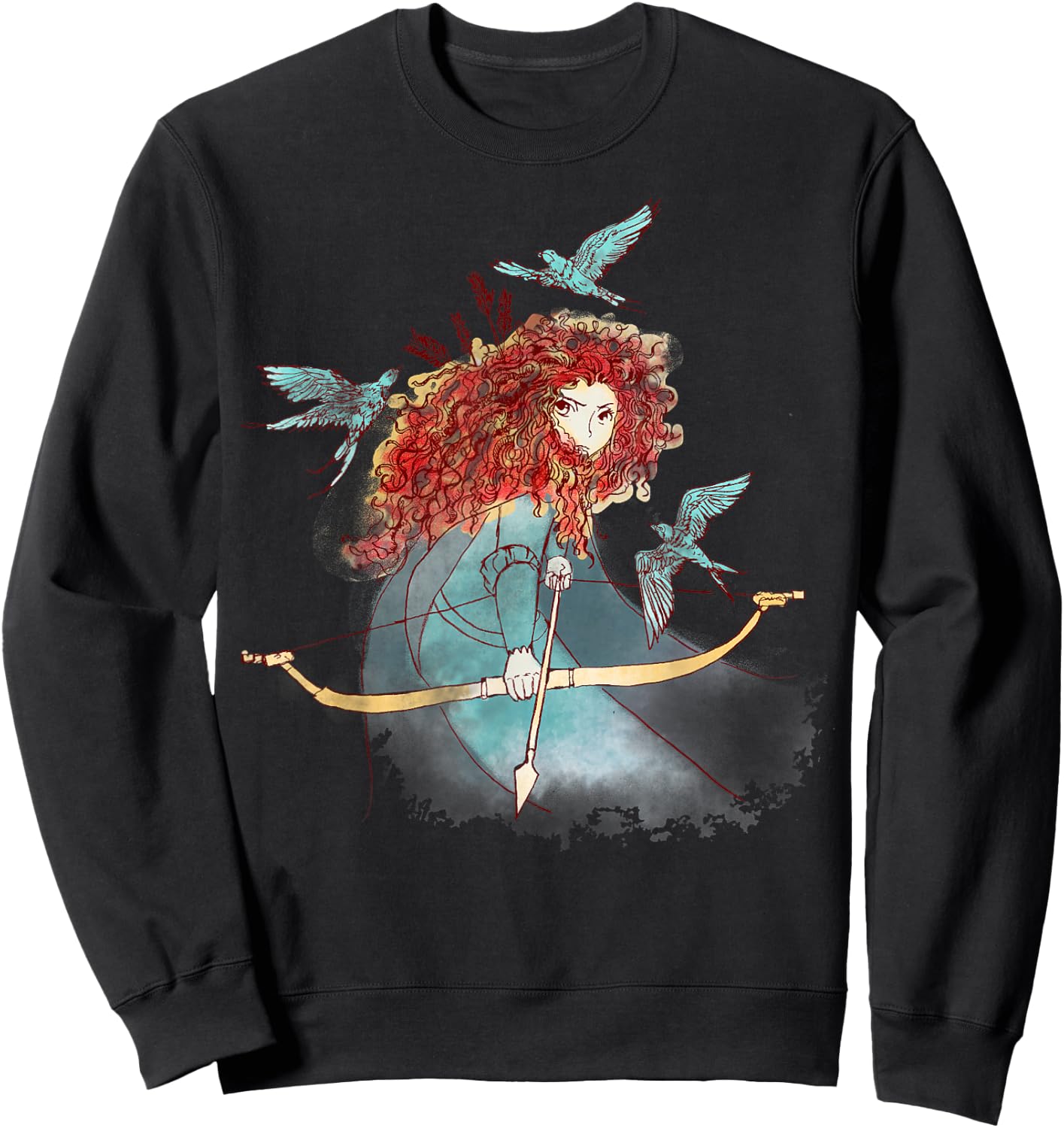 Disney Brave Merida Watercolor Sketch Portrait Sweatshirt - Sweatshirt | Black