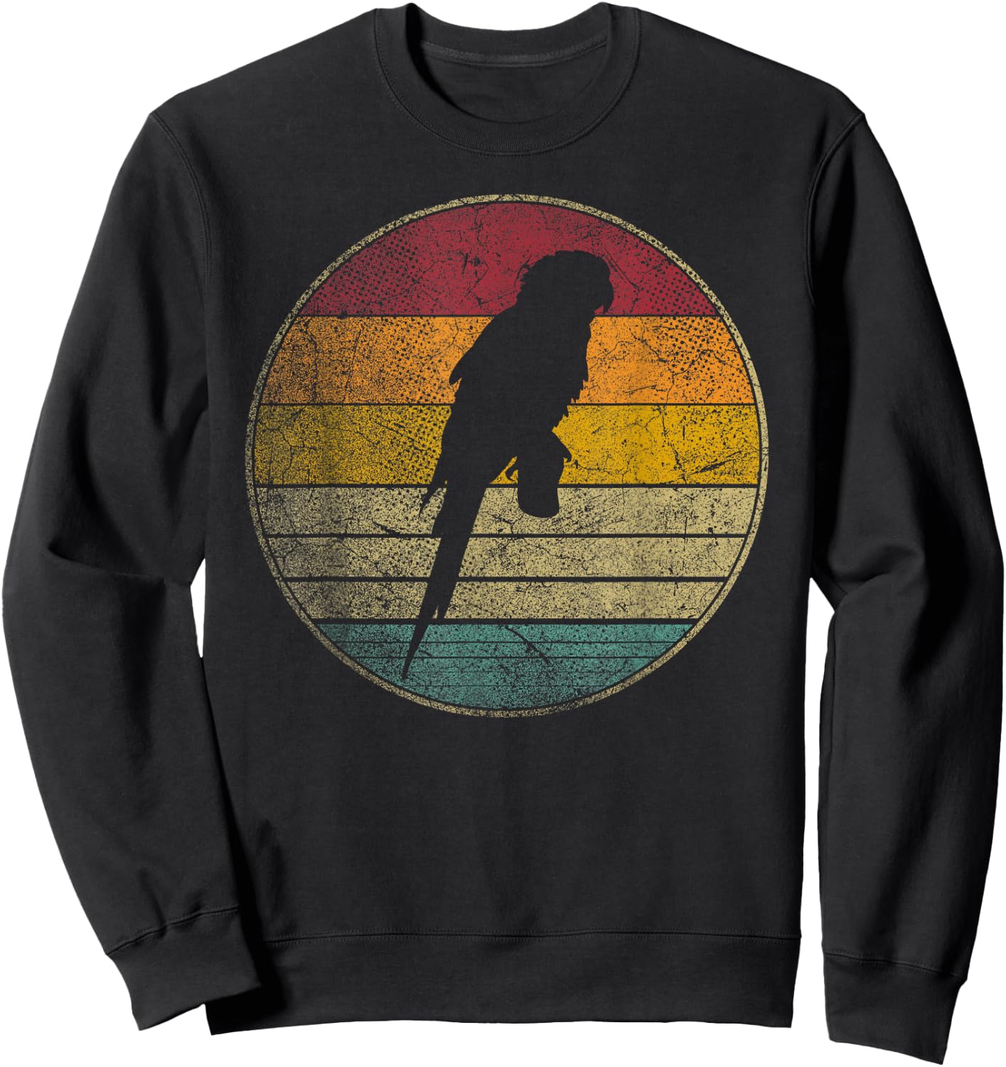 Parrot Bird Vintage Distressed Retro Style Silhouette 70s Sweatshirt - Sweatshirt | Black