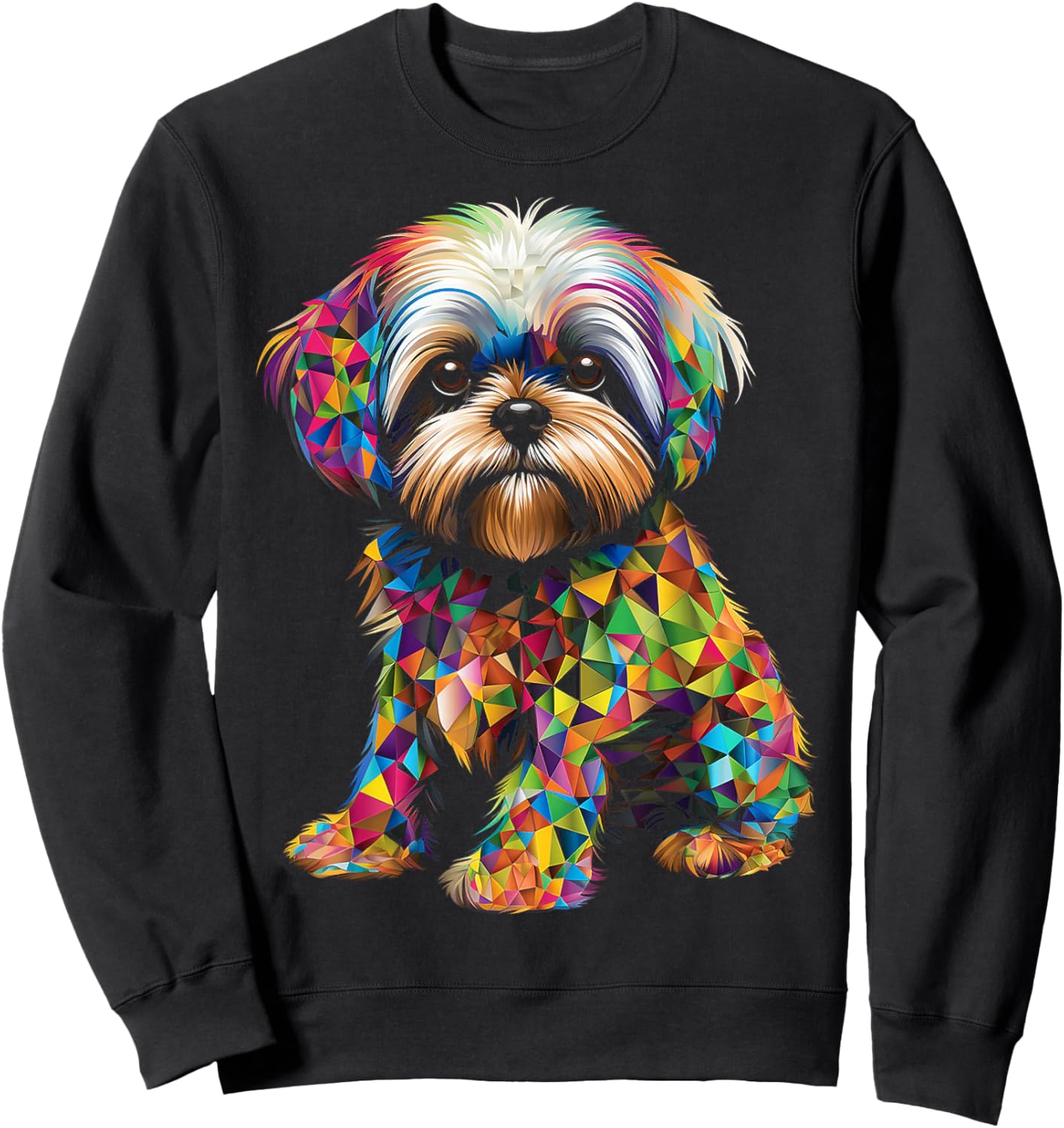 Shih Tzu Motif Pet Illustration Dog Shih Tzu Women Kids Sweatshirt - Sweatshirt | Black