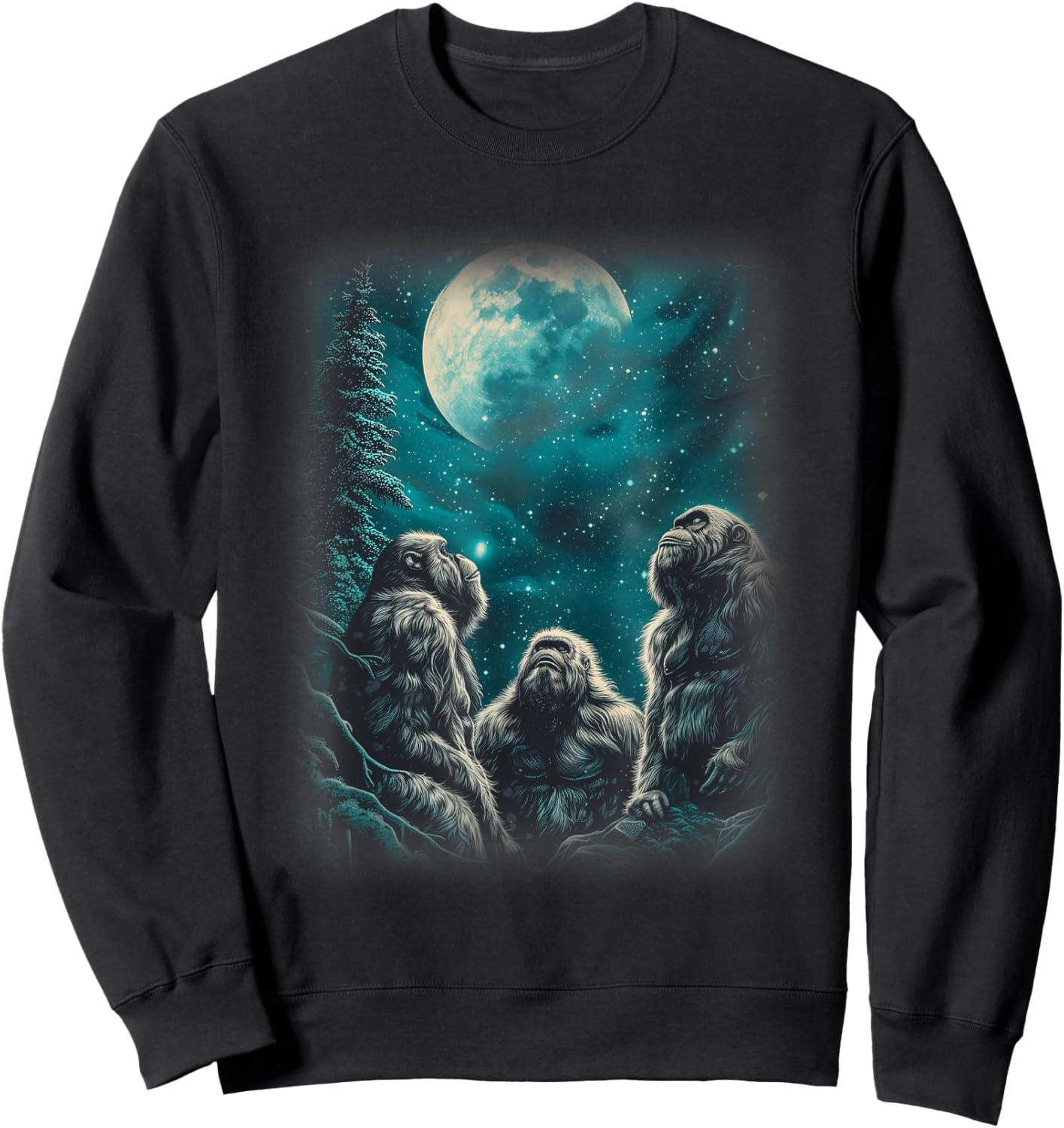 3 Moon Gorilla Shirt, Great Ape Cool Primate Animal Lover Sweatshirt - Sweatshirt | Black