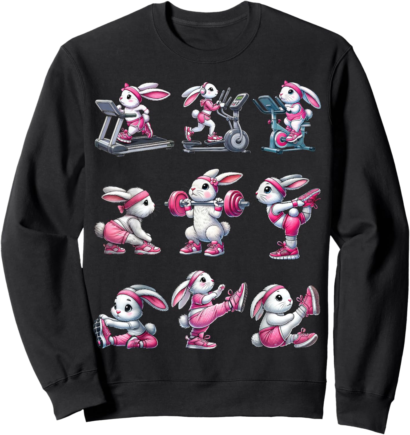 Easter Bunny Fitness Collection Gym Workout Weightlifting Sweatshirt - Sweatshirt | Black