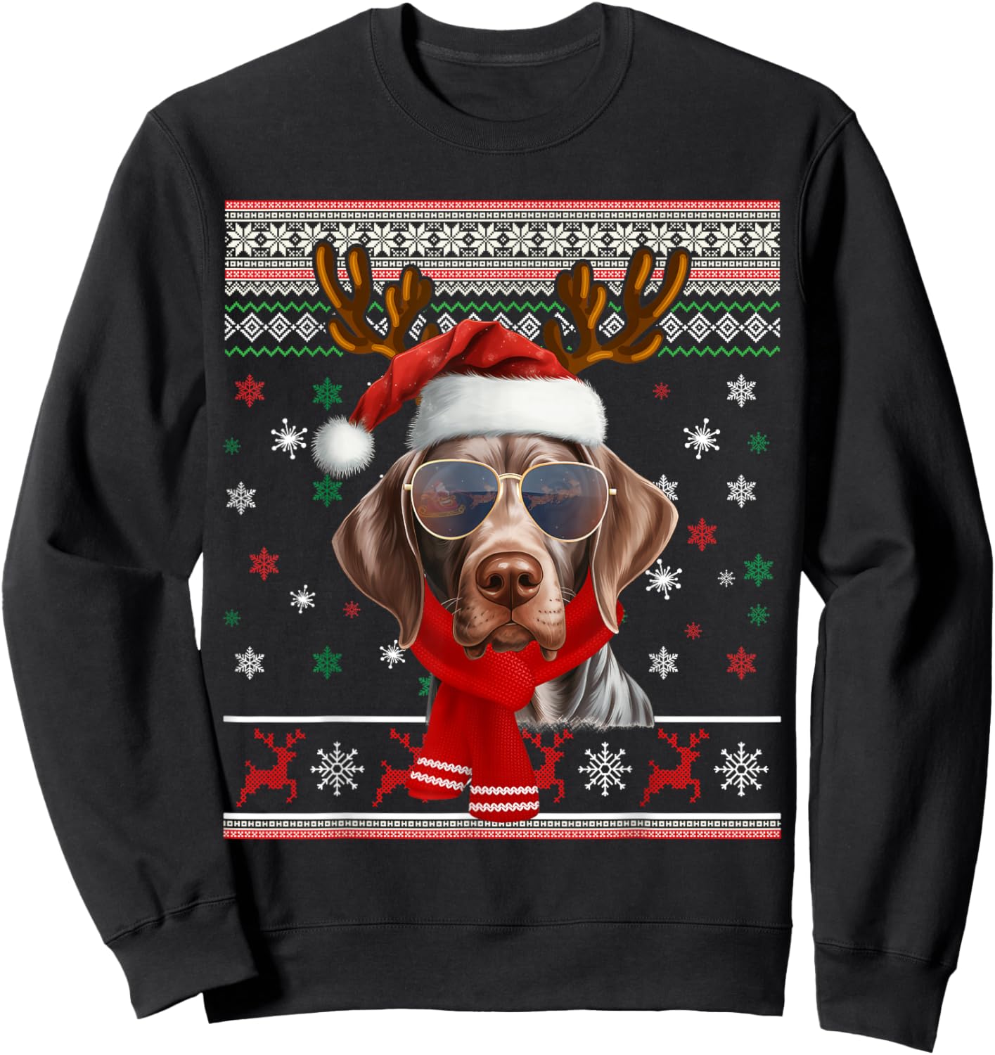 German Shorthaired Pointer Christmas Ugly Sweater Xmas Dog Sweatshirt - Sweatshirt | Black