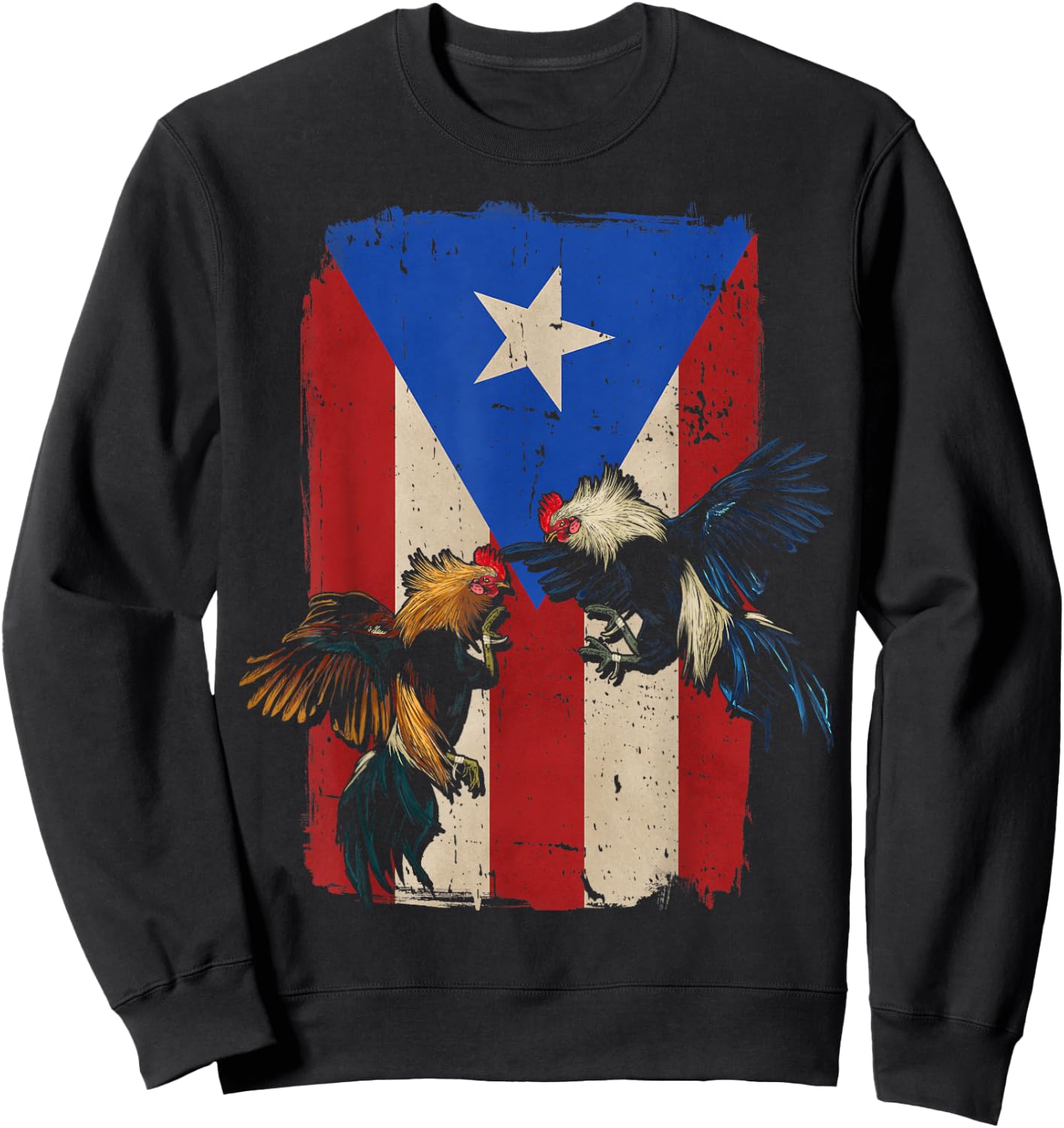 Puerto Rico Flag Cockfighter Game Fowl Cockfighting Rooster Sweatshirt - Sweatshirt | Black