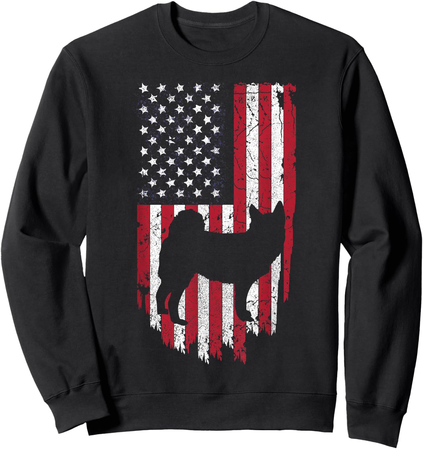 Norwegian Elk-hound Dog Silhouette Shirts, 4th Of July USA Women Kids Men Sweatshirt - Sweatshirt | Black