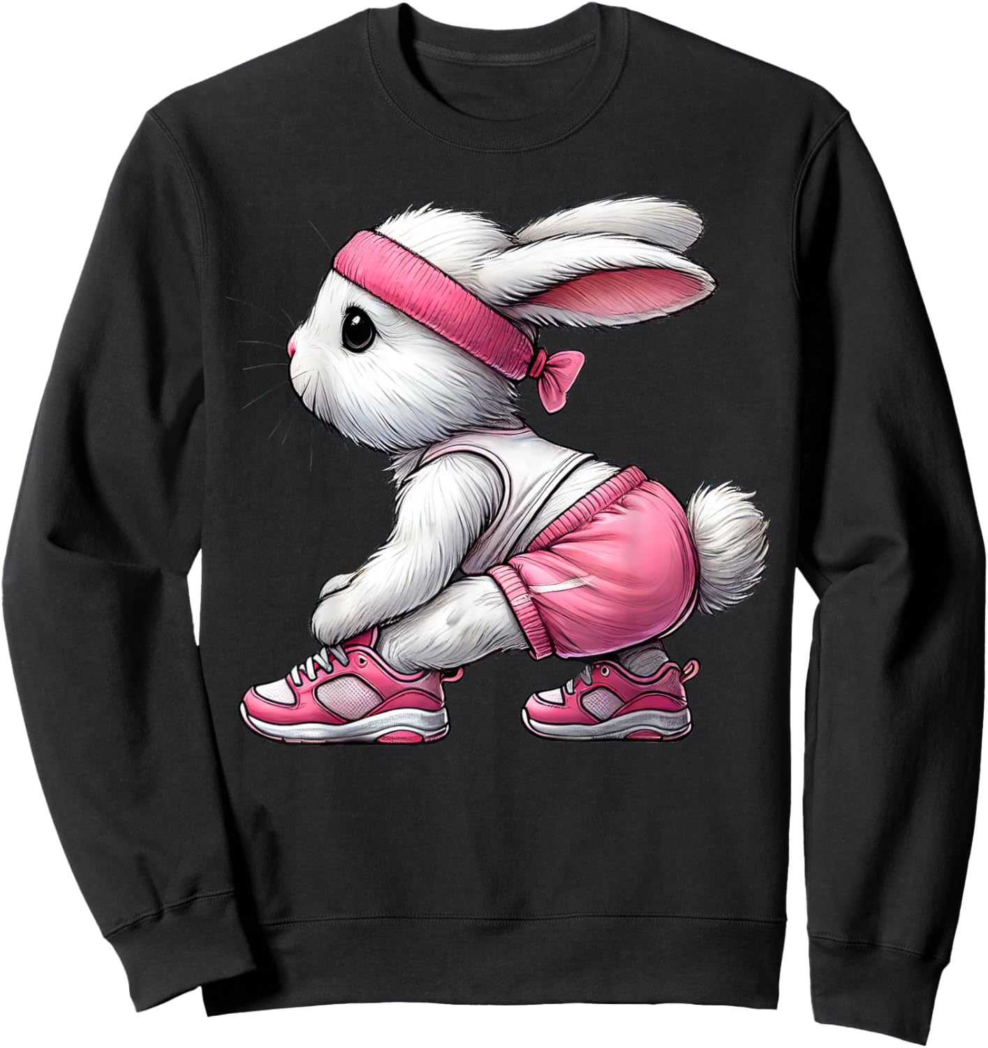 Easter Bunny Exercising Gym Fitness Workout Training Sweatshirt - Sweatshirt | Black
