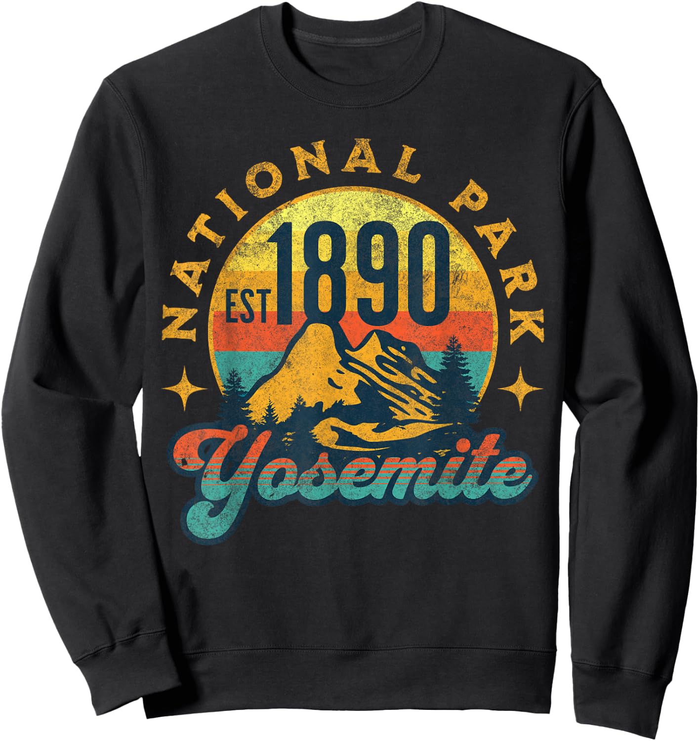 Yosemite California Nature Mountains Hiking Outdoors Vintage Sweatshirt - Sweatshirt | Black