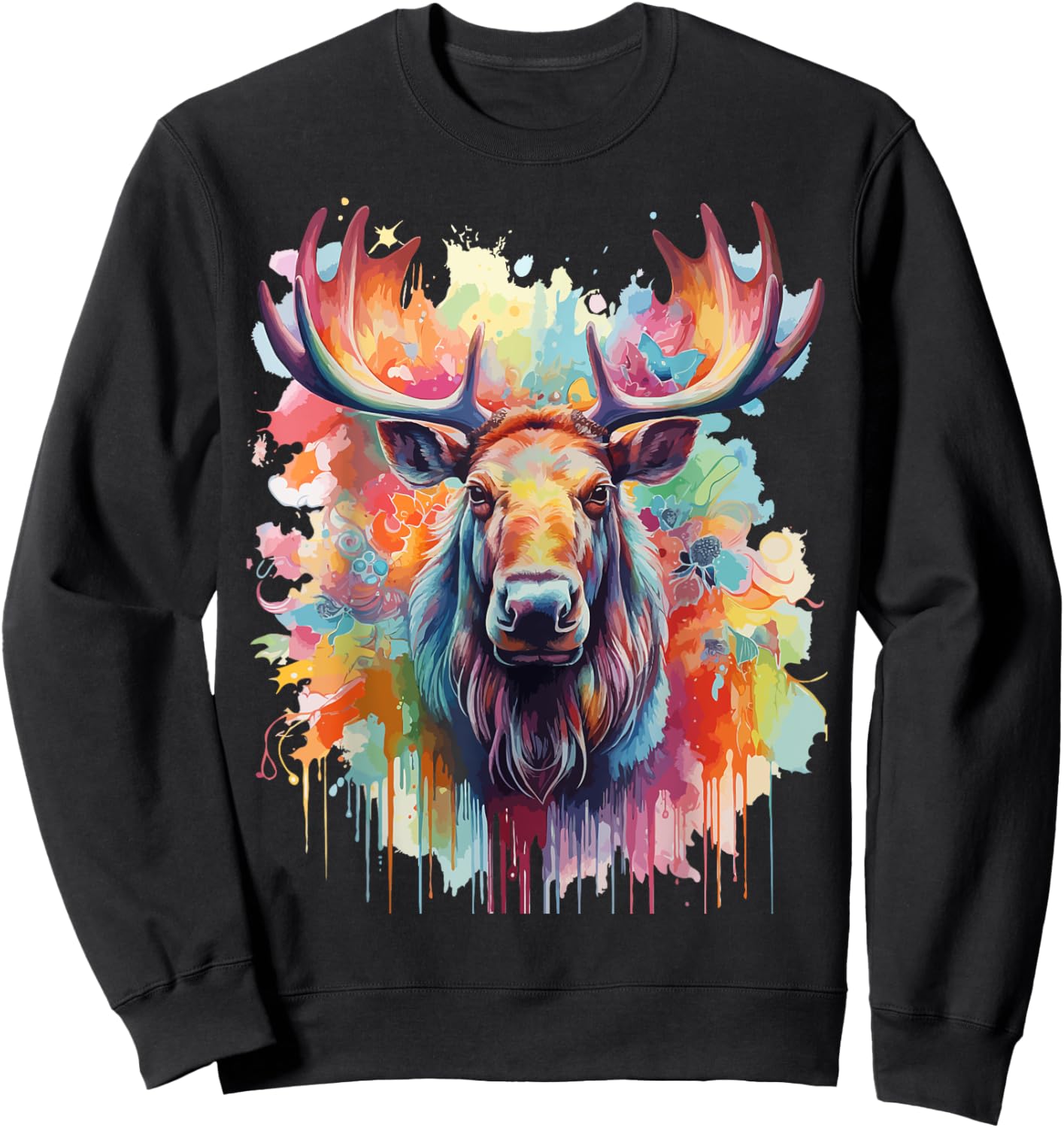 Pop Art Moose Lovers Design Funny Moose Sweatshirt - Sweatshirt | Black