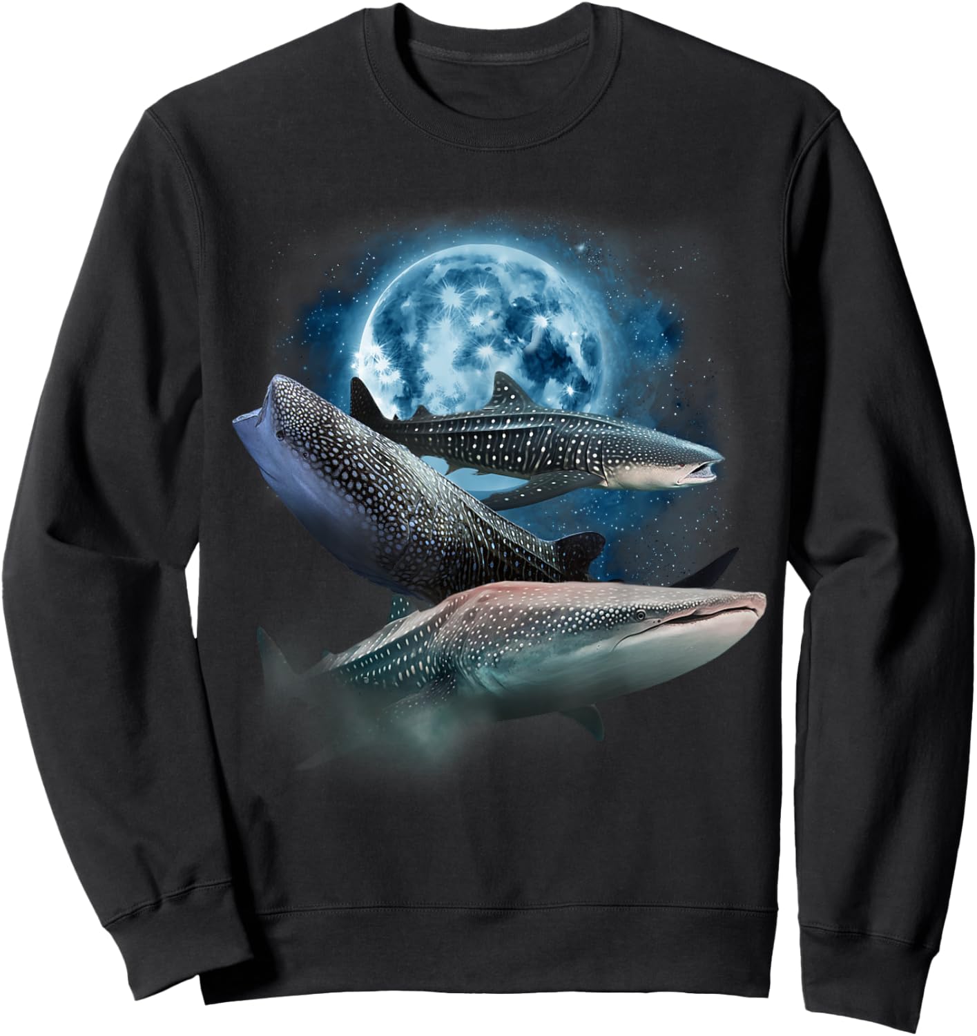 Whale Shark Shirt - Howling at the Moon Whale Shark Sweatshirt - Sweatshirt | Black