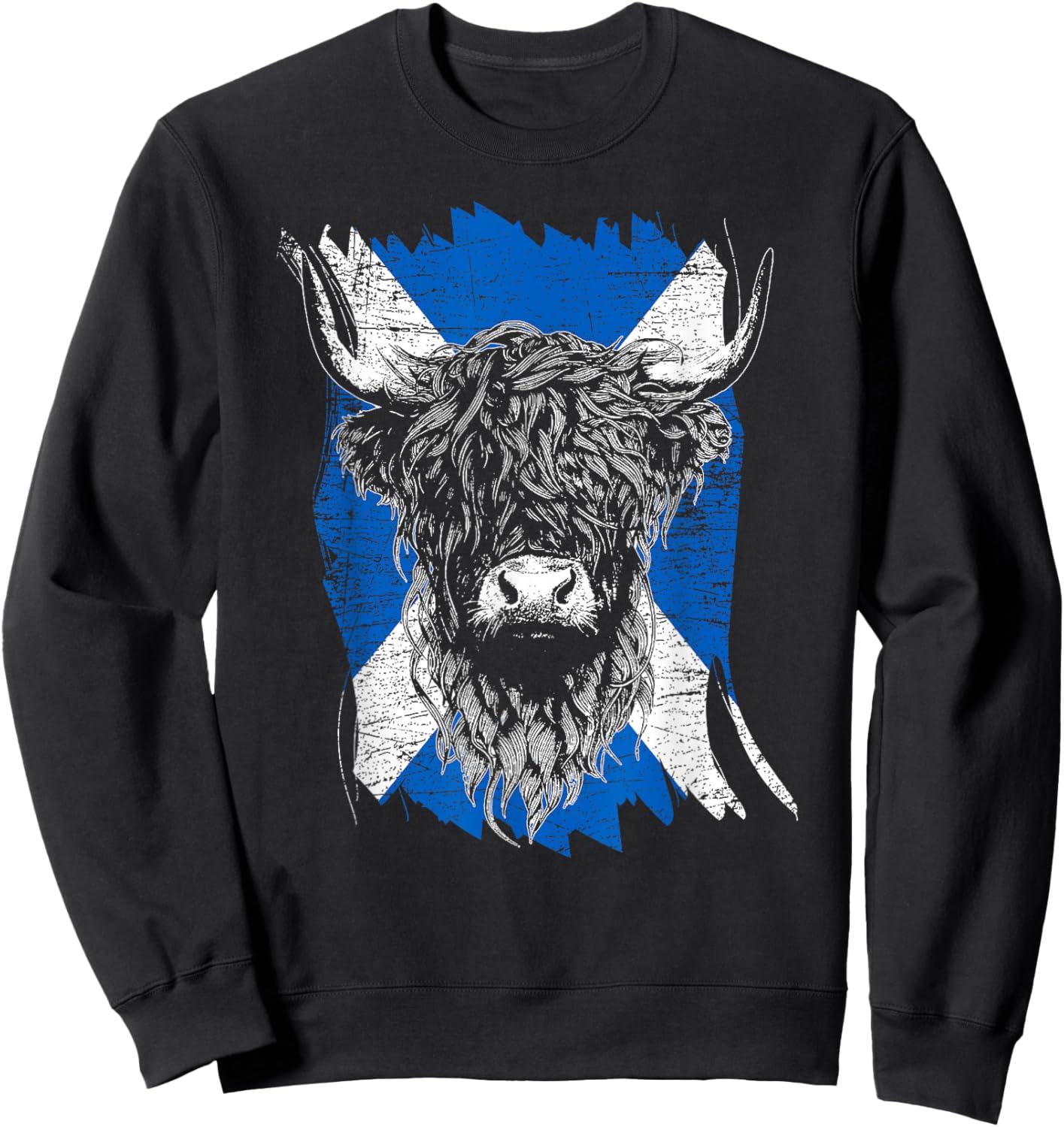 Scottish Highland Cow Cattle Hairy Cow Flowers Woman Sweatshirt - Sweatshirt | Black