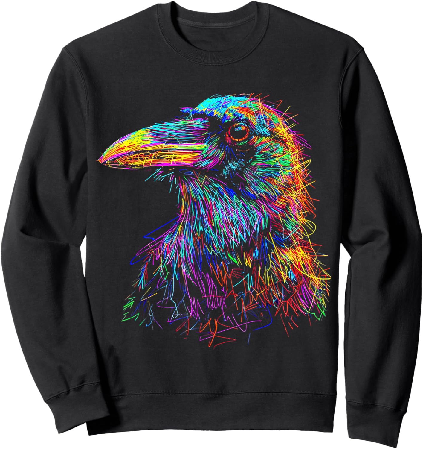 Raven Colorful Abstract Animal Bird Illustration Crow Sweatshirt - Sweatshirt | Black